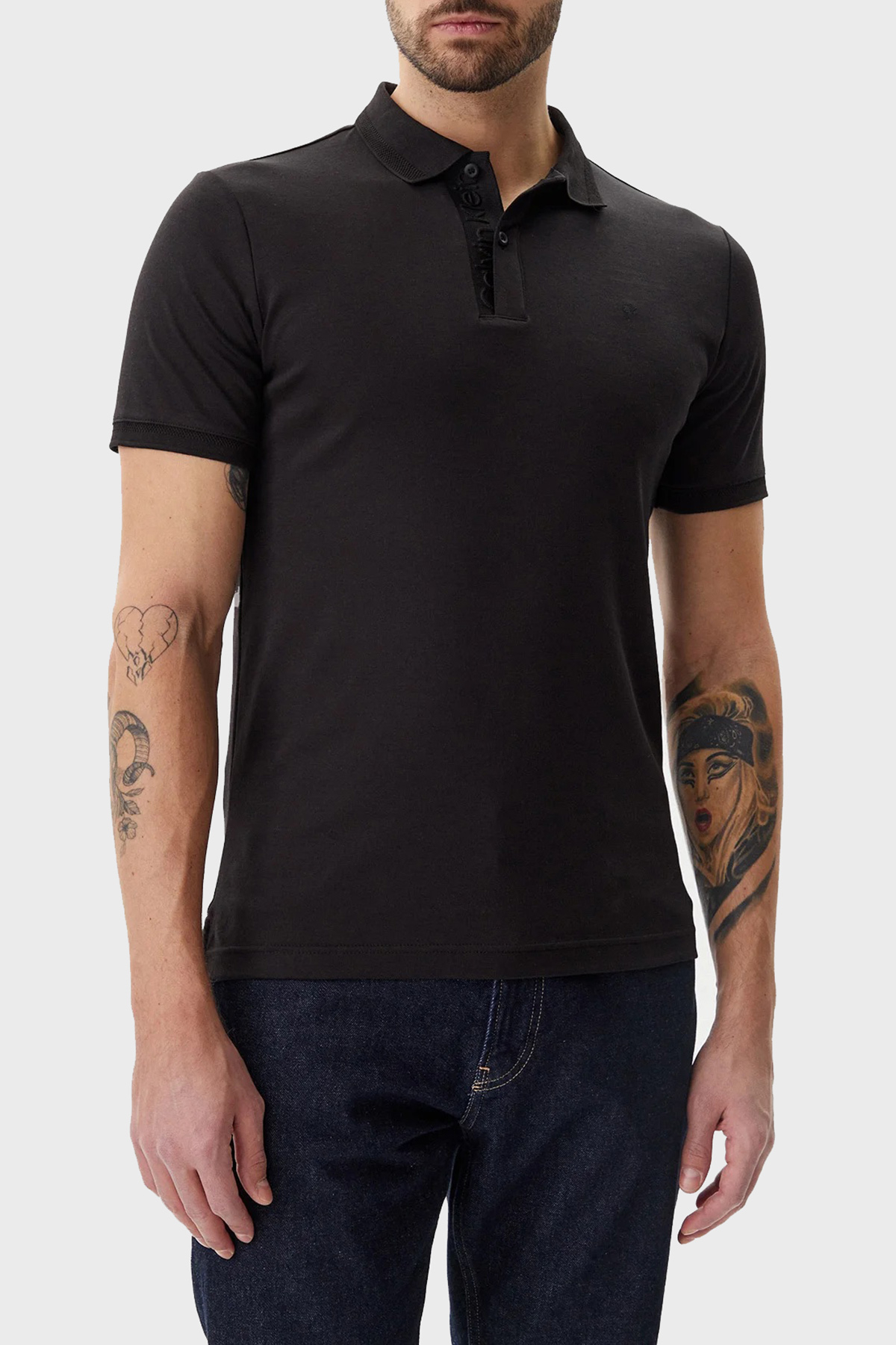 Calvin Klein Logo Nakışlı Pamuklu Regular Fit Düğmeli  K10K114135BEH Erkek Polo Yaka T Shirt K10K114135 BEH SİYAH