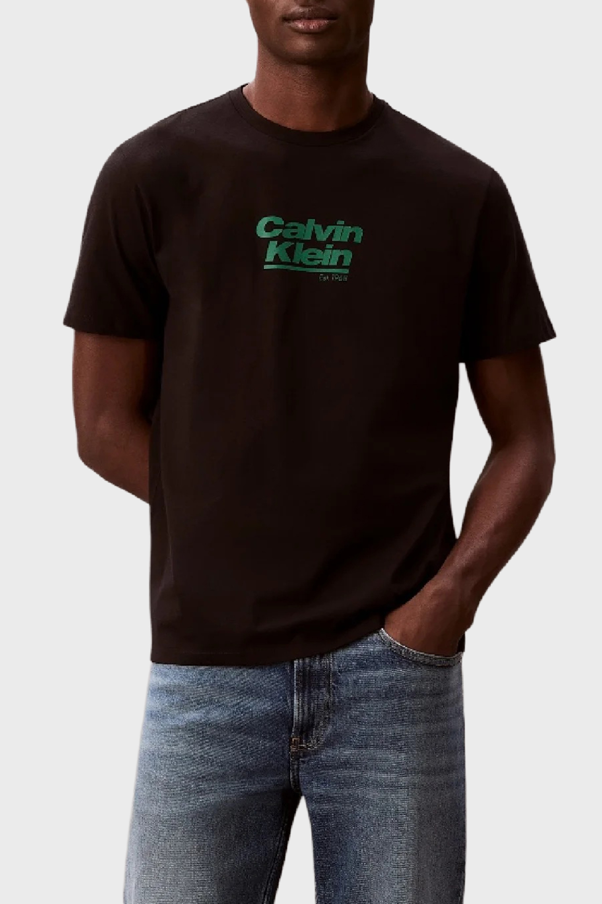 Calvin Klein Logolu % 100 Pamuk Bisiklet Yaka  LV14RF803GUB1 Erkek T Shirt LV14RF803G UB1 SİYAH