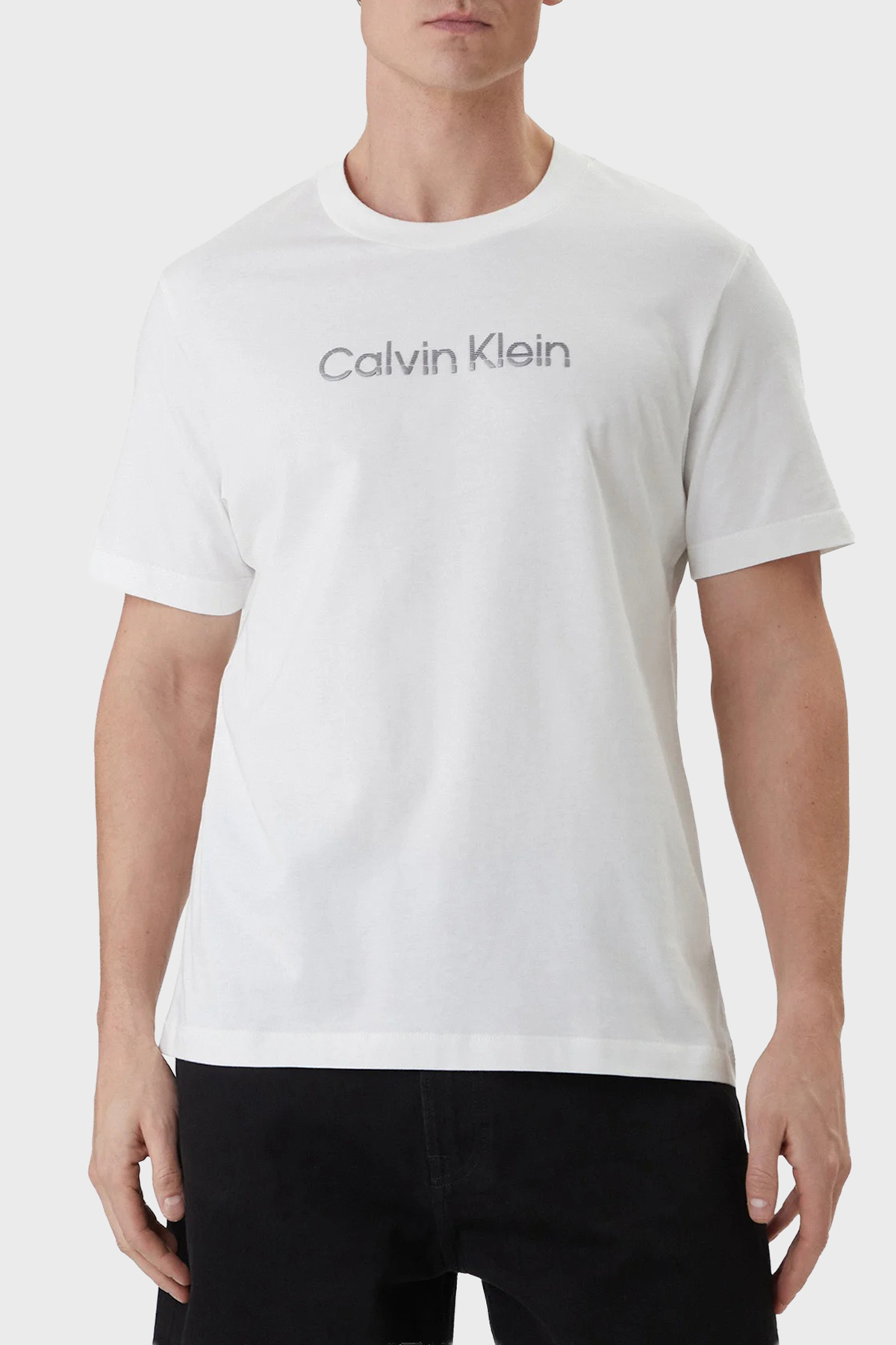 Calvin Klein Logolu % 100 Pamuk Regular Fit Bisiklet Yaka  LV04LF813GYAF Erkek T Shirt LV04LF813G YAF BEYAZ
