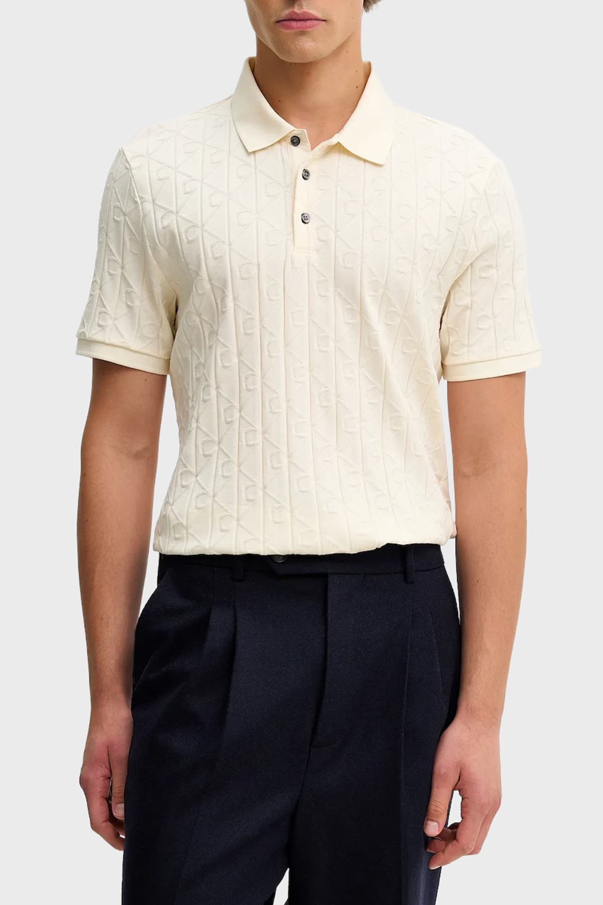 Calvin Klein Logolu % 100 Pamuk Regular Fit  LV04LE203GYAC Erkek Polo LV04LE203G YAC BEYAZ