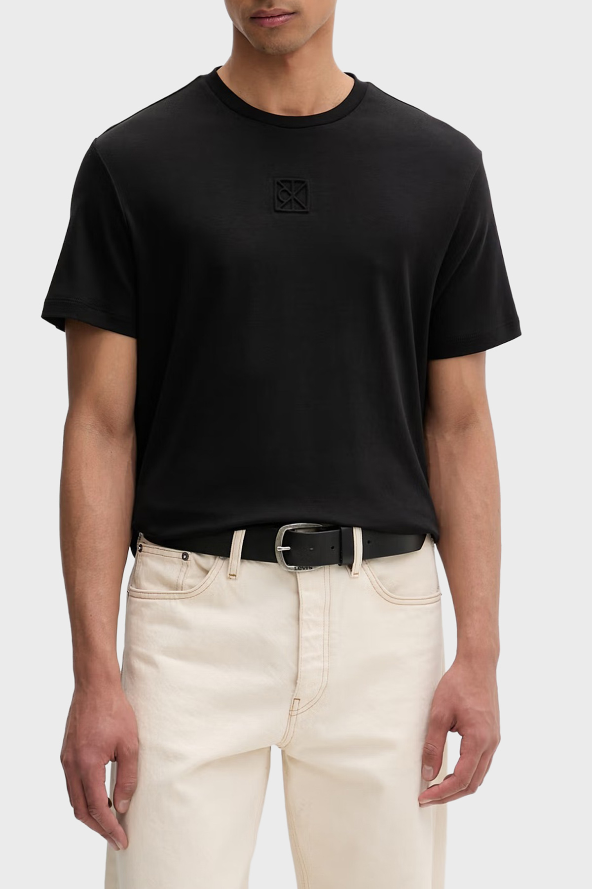 Calvin Klein Logolu % 100 Pamuk Regular Fit  LV04LF243GUB1 Erkek T Shirt LV04LF243G UB1 SİYAH