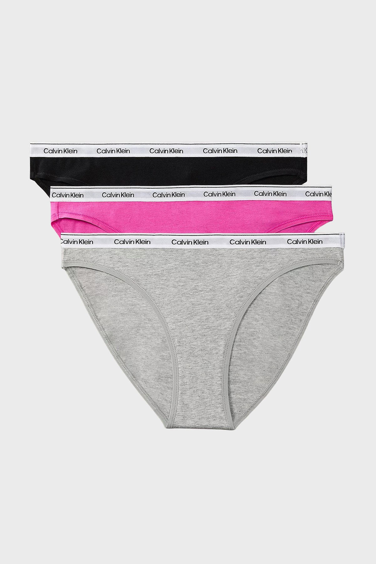 Calvin Klein Logolu 3 Pack  LV00QD5207FQN Kadın Külot LV00QD5207 FQN Siyah-Gri-Pembe