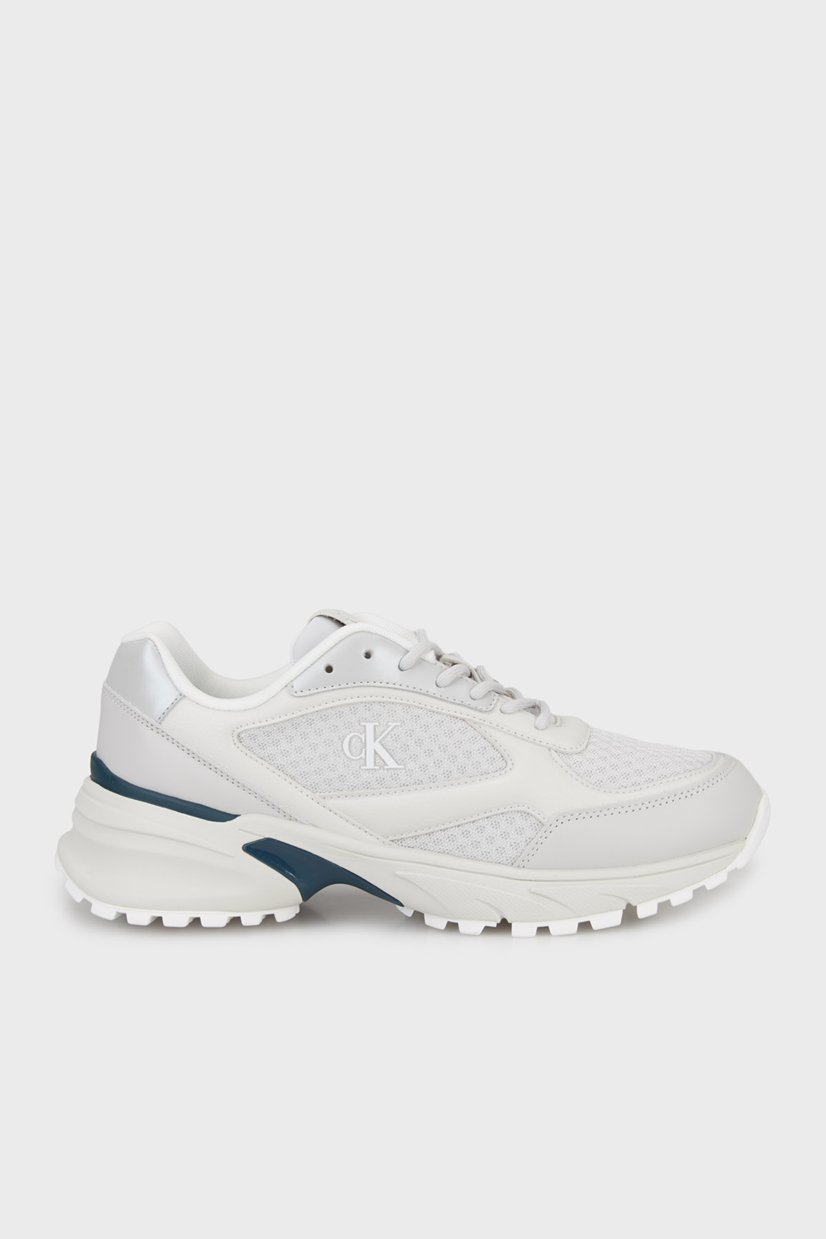 Calvin Klein Logolu Bağcıklı Sneaker  YM0YM014510IS Erkek Ayakkabı YM0YM01451 0IS BEYAZ-GRİ