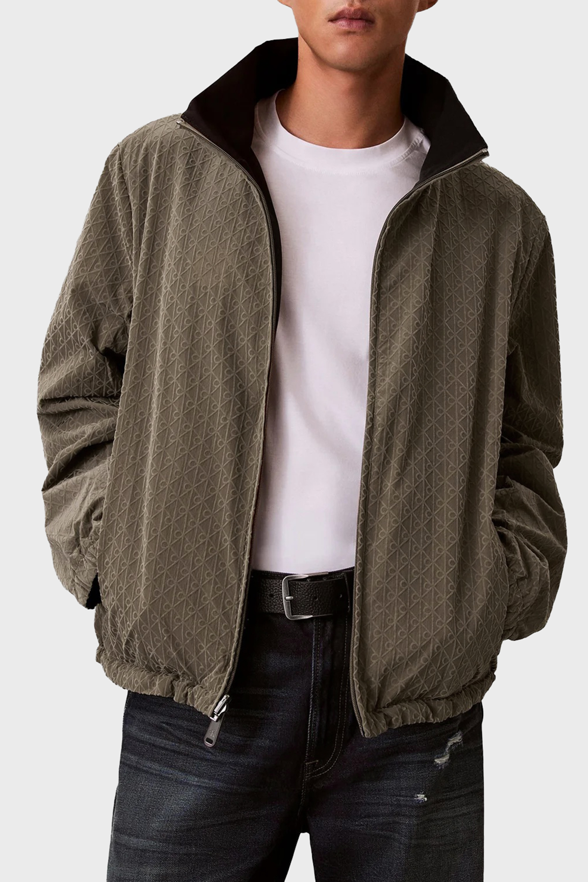 Calvin Klein Logolu Çift Taraflı Regular Fit Dik Yaka Erkek Ceket LV14RE522G PAY HAKİ