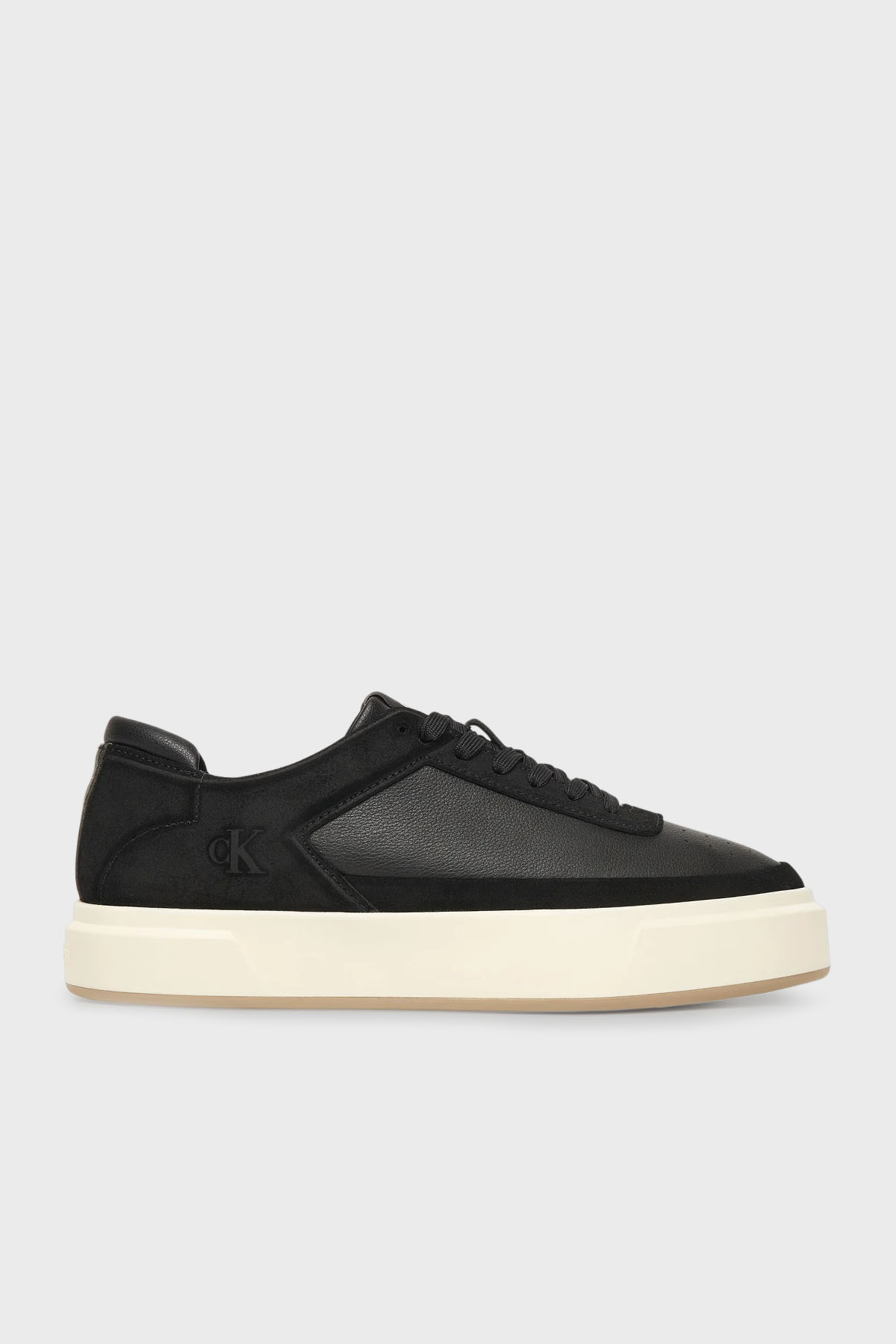 Calvin Klein Logolu Deri Bağcıklı Sneaker  YM0YM013540GU Erkek Ayakkabı YM0YM01354 0GU SİYAH