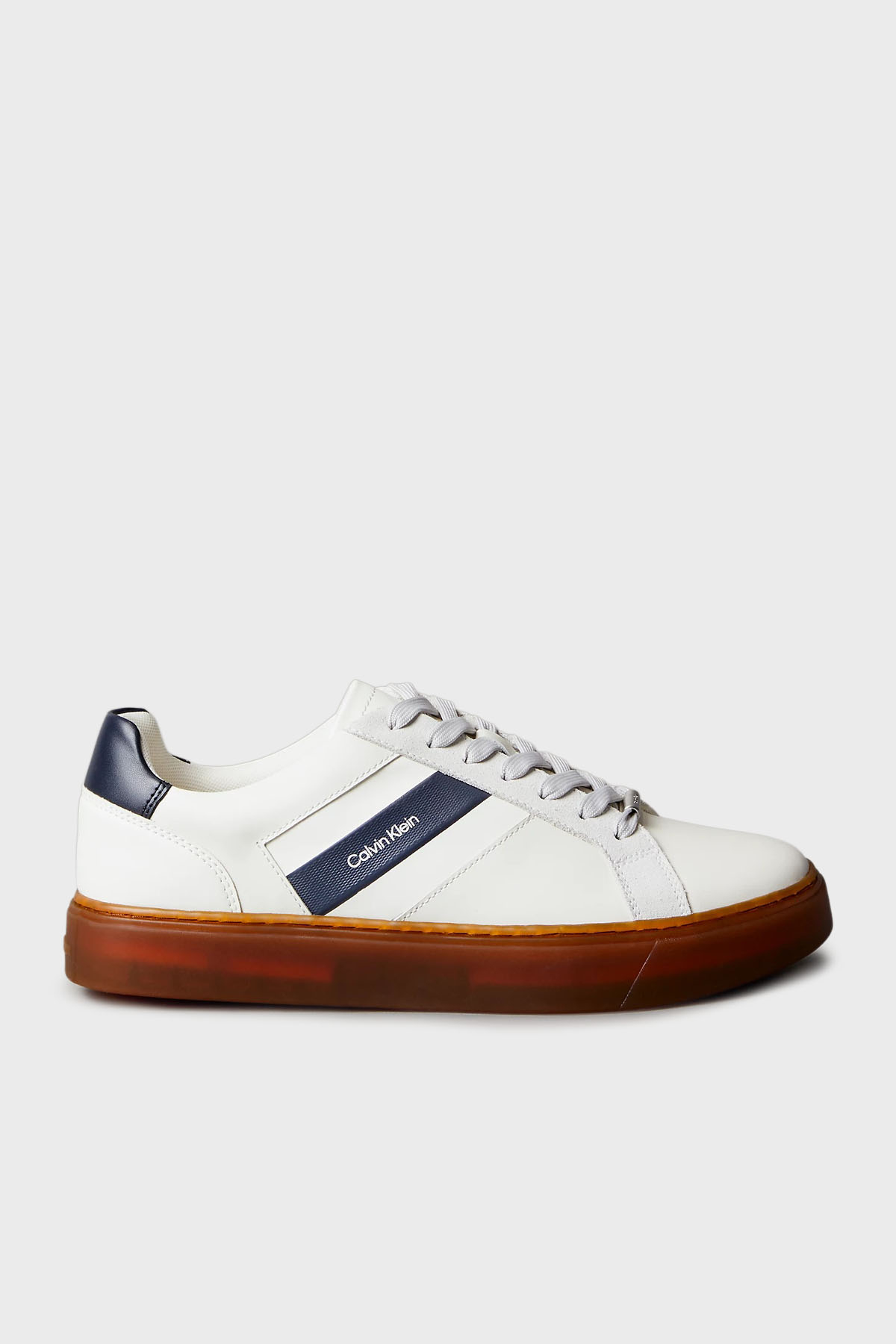 Calvin Klein Logolu Deri Bağcıklı Sneaker  YM0YM014480GI Erkek Ayakkabı YM0YM01448 0GI BEYAZ