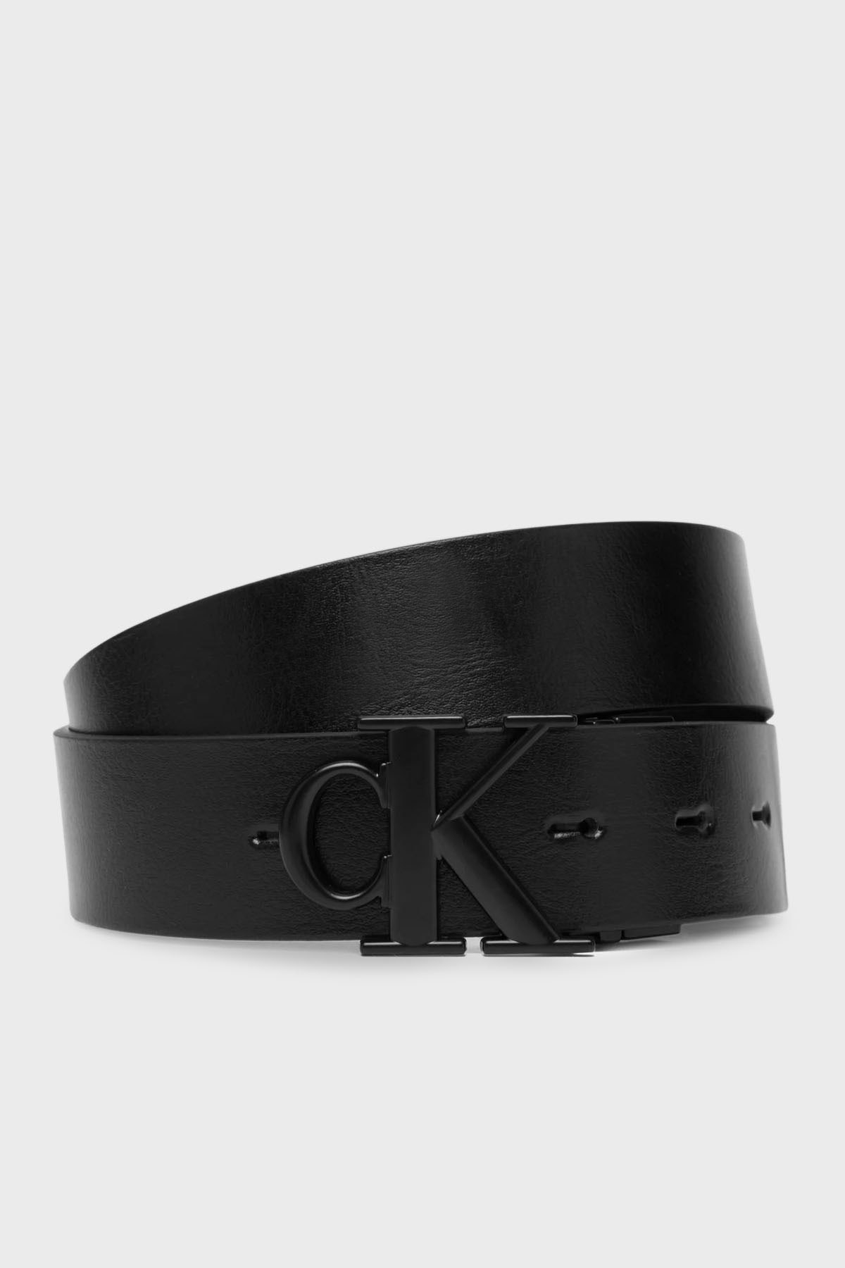 Calvin Klein Logolu Deri  LV04D7049GV8N Erkek Kemer LV04D7049G V8N SİYAH