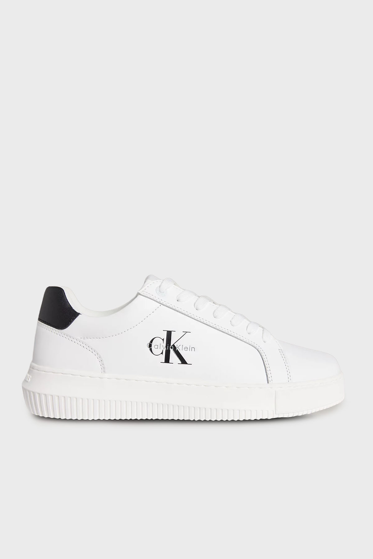 Calvin Klein Logolu Deri Sneaker  YM0YM013170LD Erkek Ayakkabı YM0YM01317 0LD BEYAZ-SİYAH