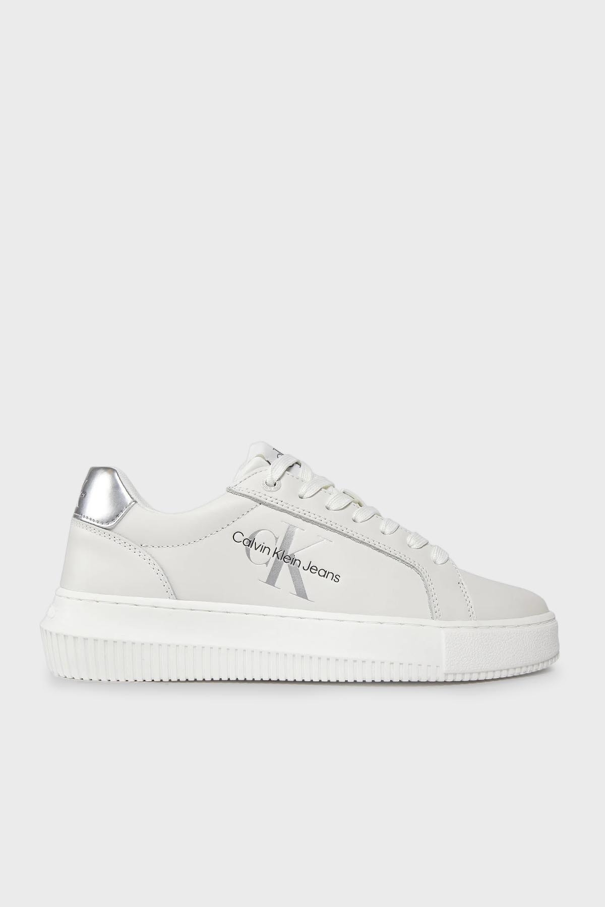 Calvin Klein Logolu Deri Sneaker Kadın Ayakkabı YW0YW01224 YBR BEYAZ