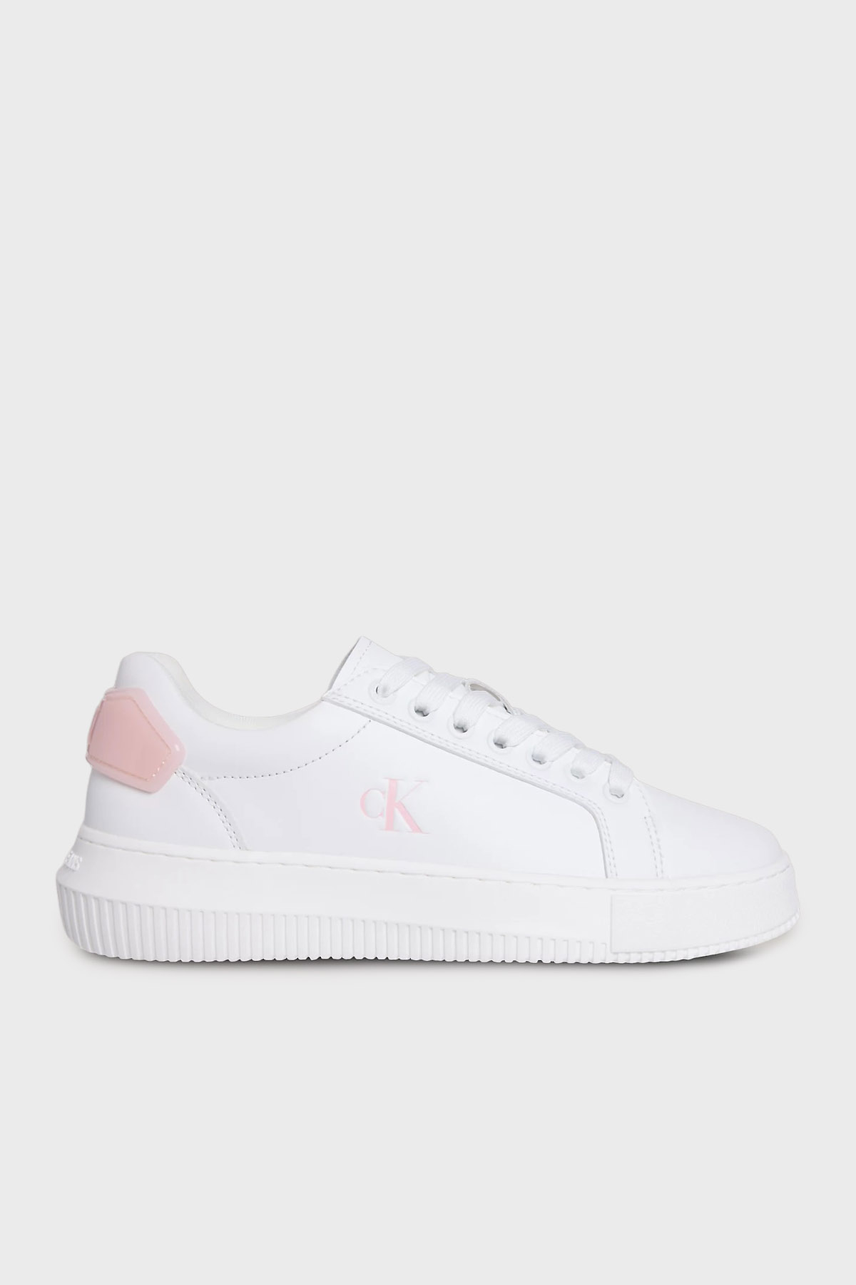Calvin Klein Logolu Deri Sneaker  YW0YW018460LD Kadın Ayakkabı YW0YW01846 0LD BEYAZ-PEMBE