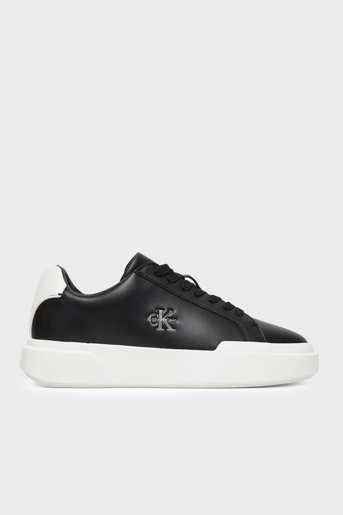 Calvin Klein Logolu Deri Sneaker  YW0YW0194706W Kadın Ayakkabı YW0YW01947 06W SİYAH