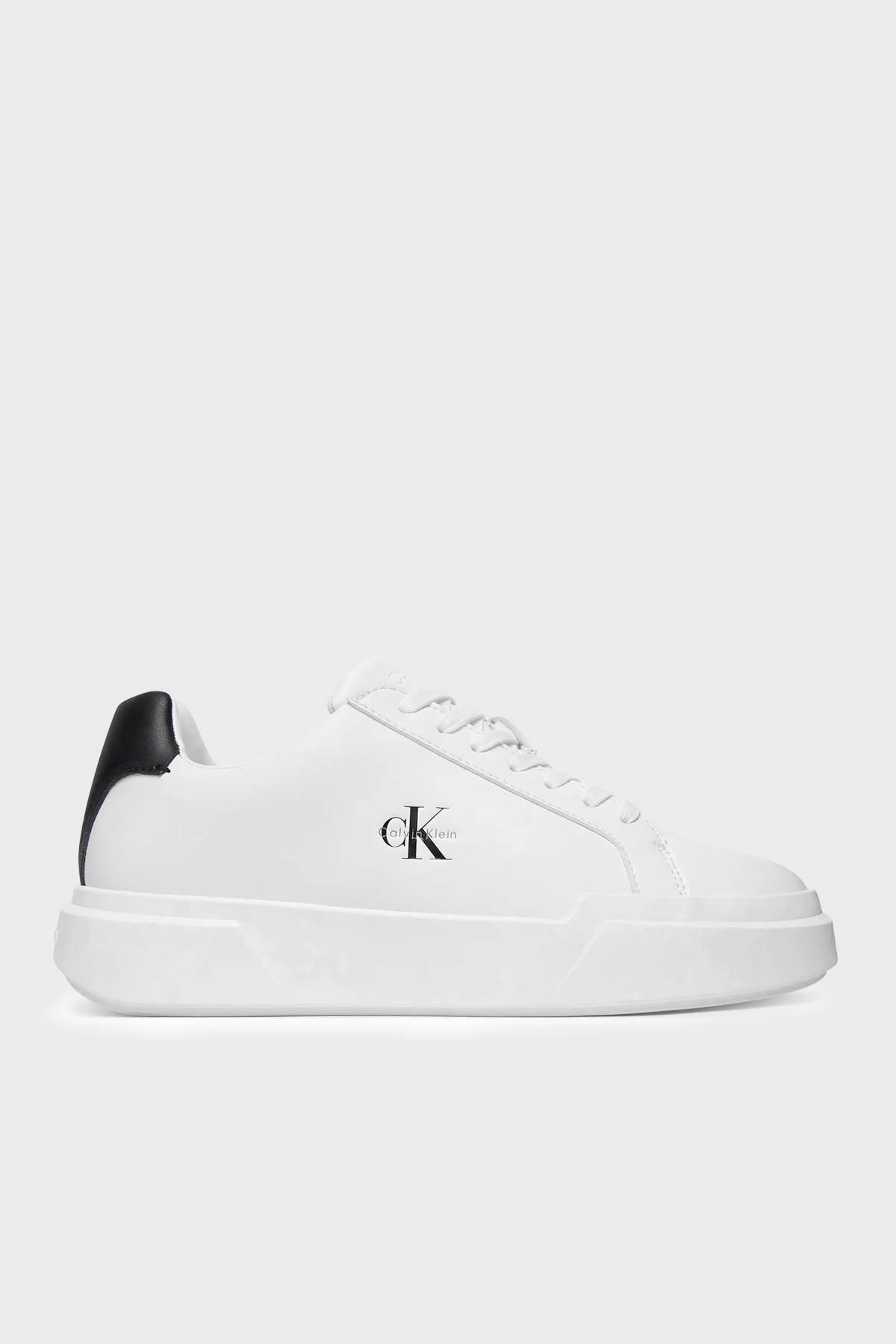 Calvin Klein Logolu Deri Sneaker  YW0YW0194706X Kadın Ayakkabı YW0YW01947 06X BEYAZ