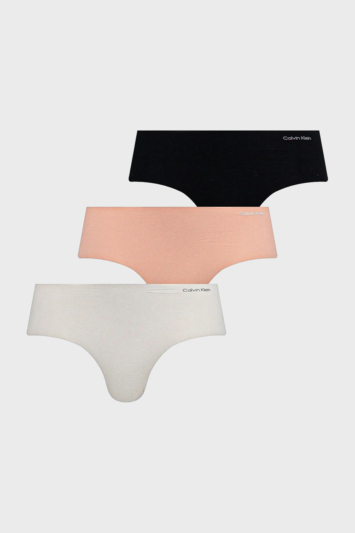 Calvin Klein Logolu Dikişsiz 3 Pack  000QD3559EWAM Kadın Külot 000QD3559E WAM Siyah-Beyaz-Pudra