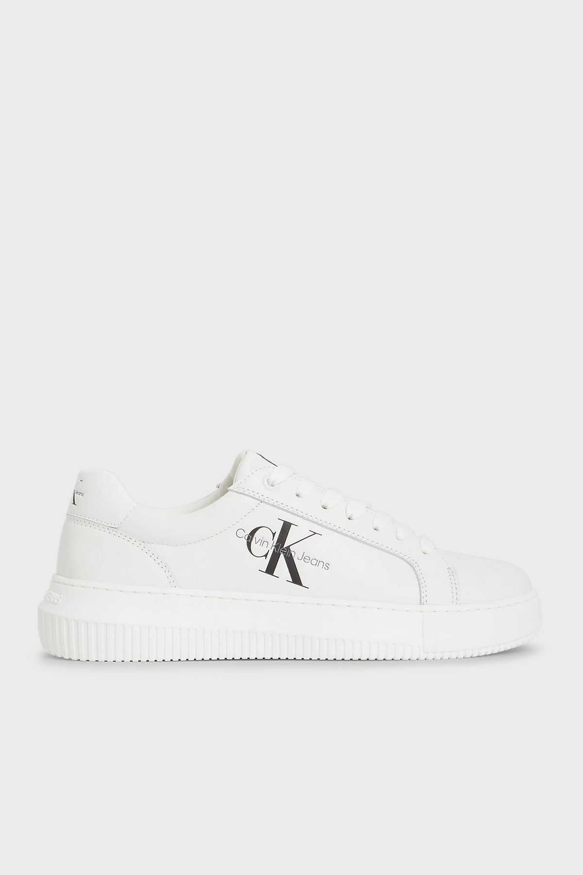 Calvin Klein Logolu Hakiki Deri Sneaker  YW0YW00823YBR Kadın Ayakkabı YW0YW00823 YBR BEYAZ