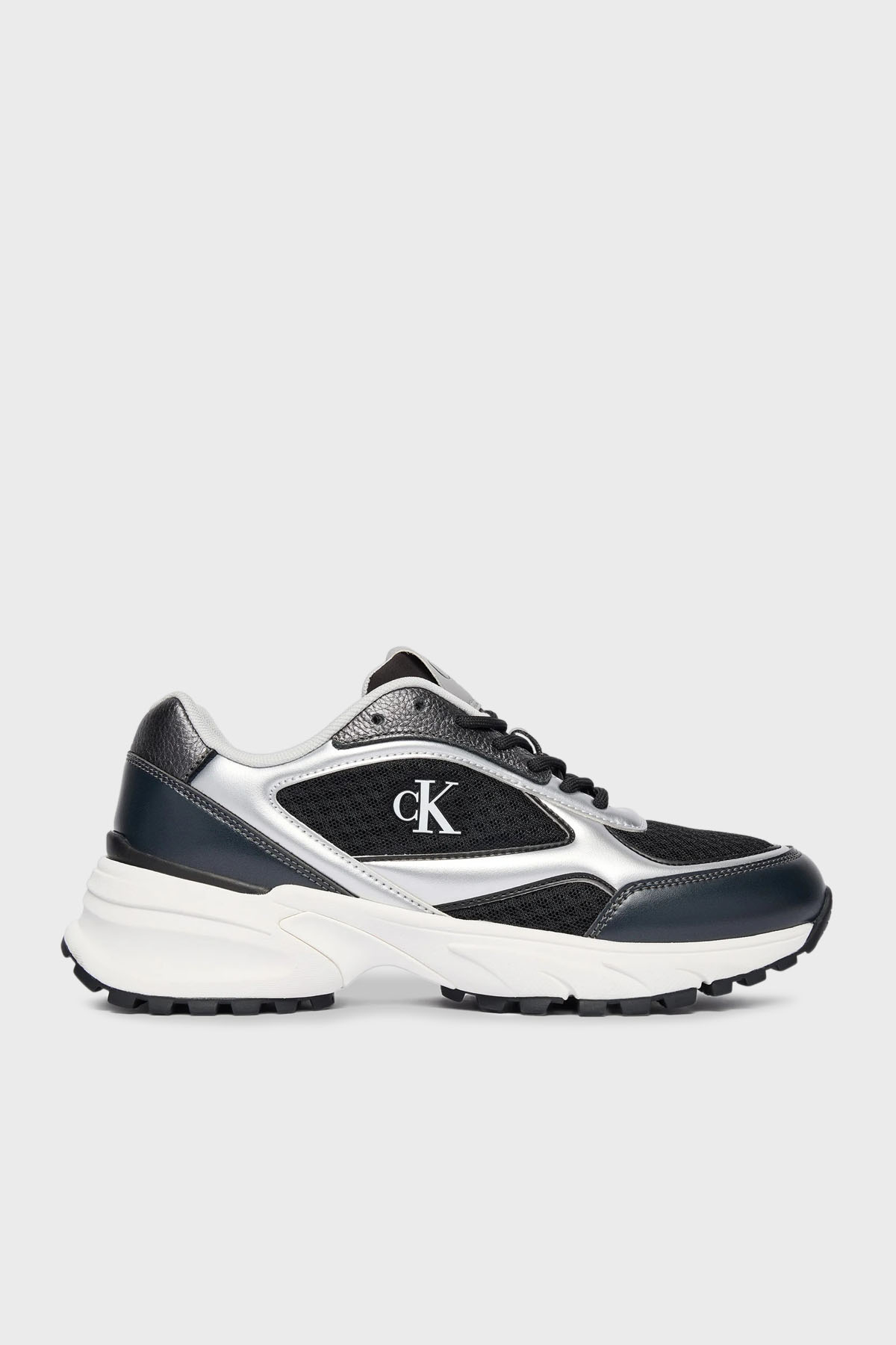 Calvin Klein Logolu Kalın Taban Sneaker  YW0YW0206301L Kadın Ayakkabı YW0YW02063 01L SİYAH-GÜMÜŞ
