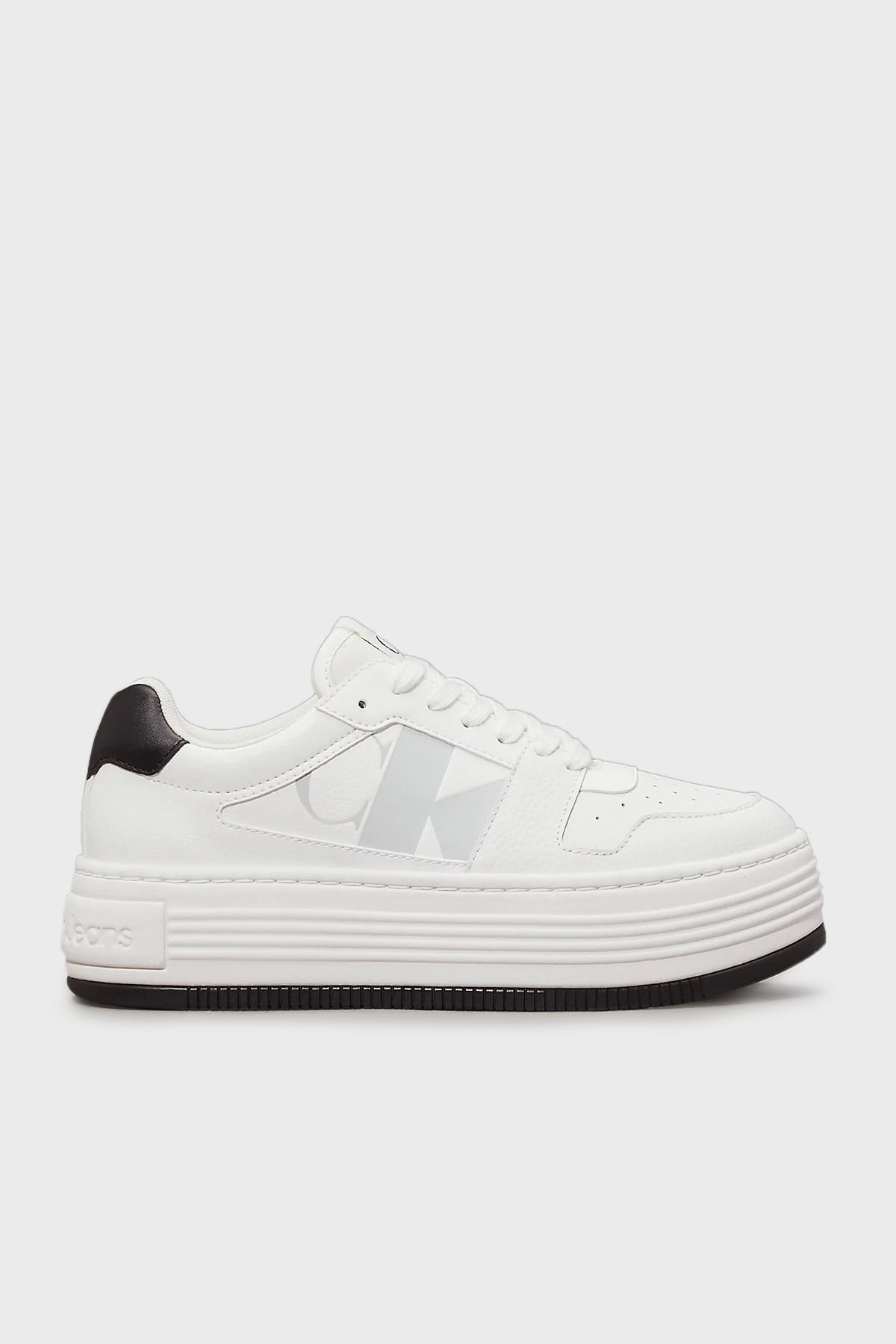 Calvin Klein Logolu Kalın Tabanlı Sneaker  YW0YW0164101W Kadın Ayakkabı YW0YW01641 01W BEYAZ-SİYAH