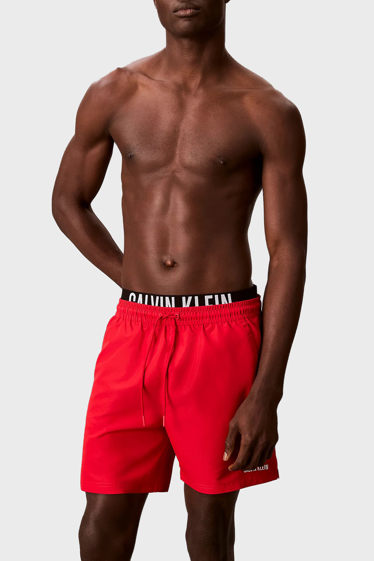 Calvin Klein Logolu Mayo Şortu LV00N610153T5 Erkek Deniz Şortu LV00N61015 3T5 KIRMIZI