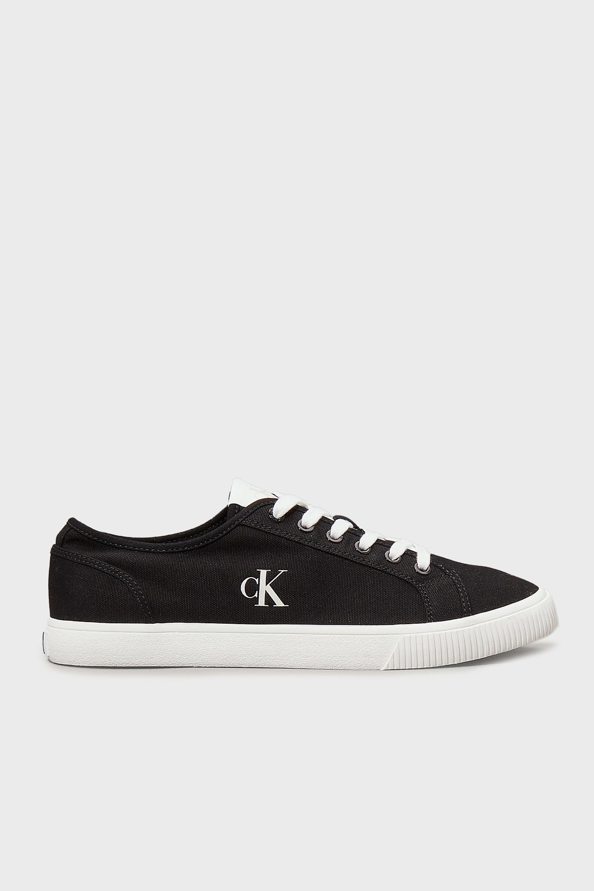 Calvin Klein Logolu Pamuk Karışımlı Sneaker  YM0YM012090GM Erkek Ayakkabı YM0YM01209 0GM SİYAH-BEYAZ