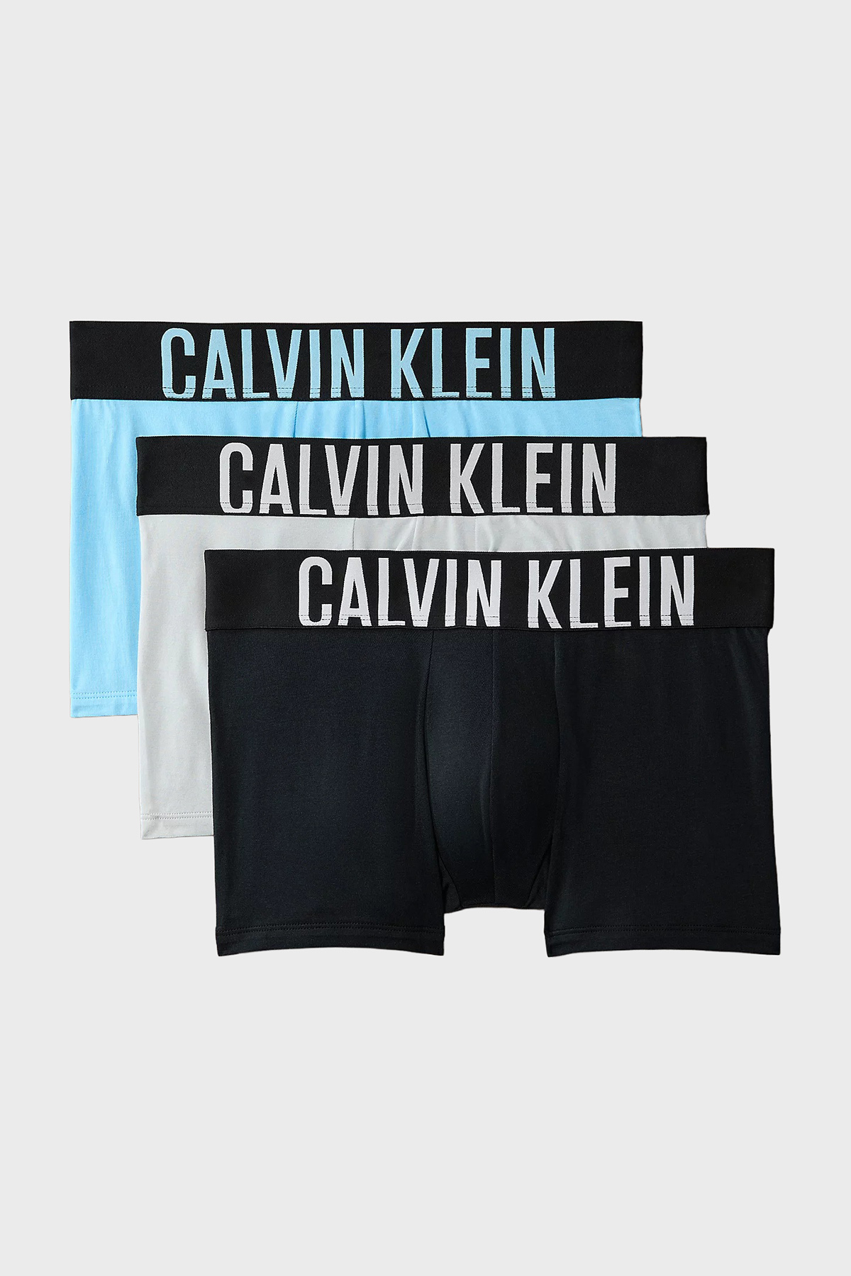 Calvin Klein Logolu Pamuklu 3 Pack  000NB3608A53V Erkek Boxer 000NB3608A 53V Siyah-Mavi-Gri