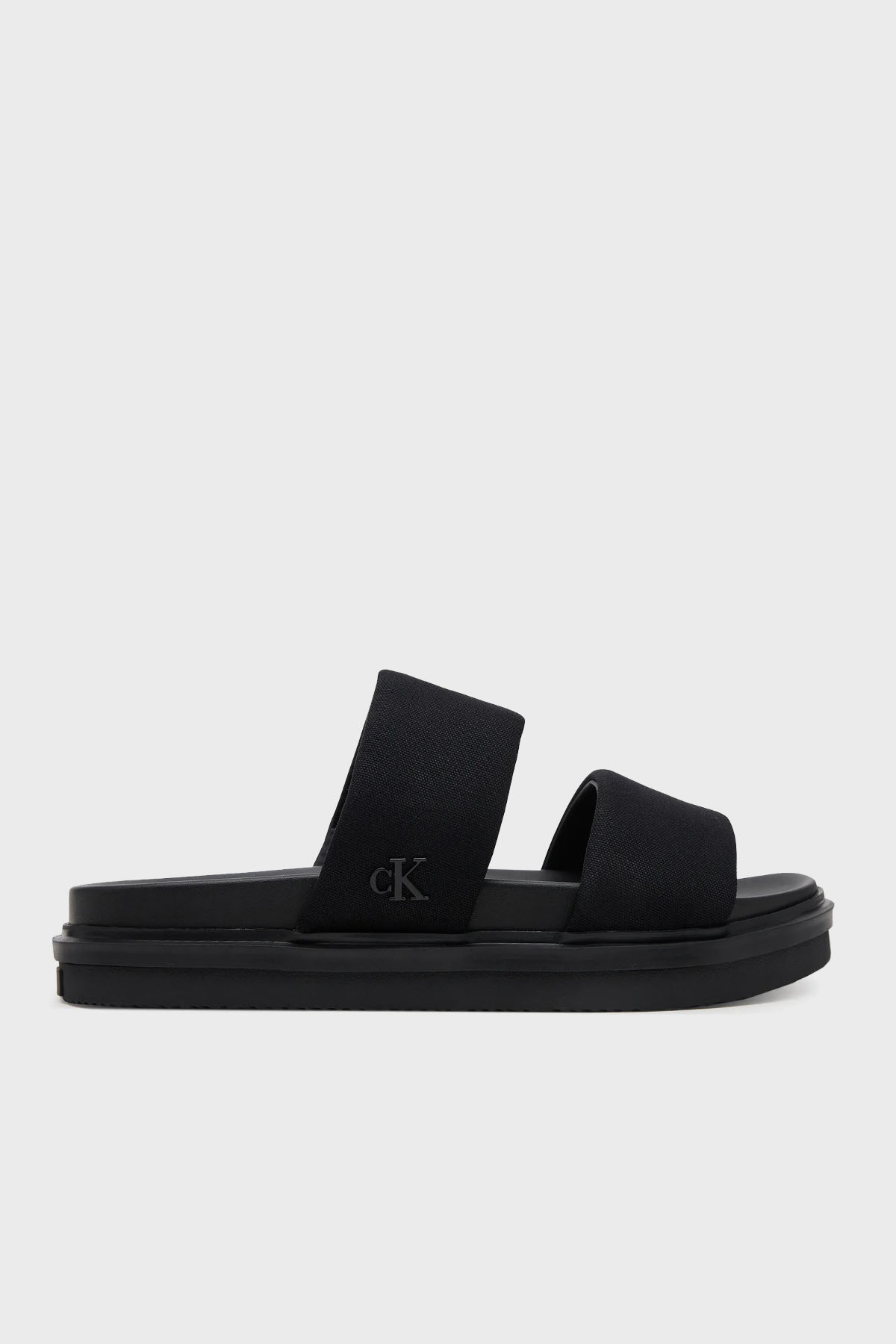 Calvin Klein Logolu Pamuklu Çift Bantlı  YM0YM012220GJ Erkek Sandalet YM0YM01222 0GJ SİYAH