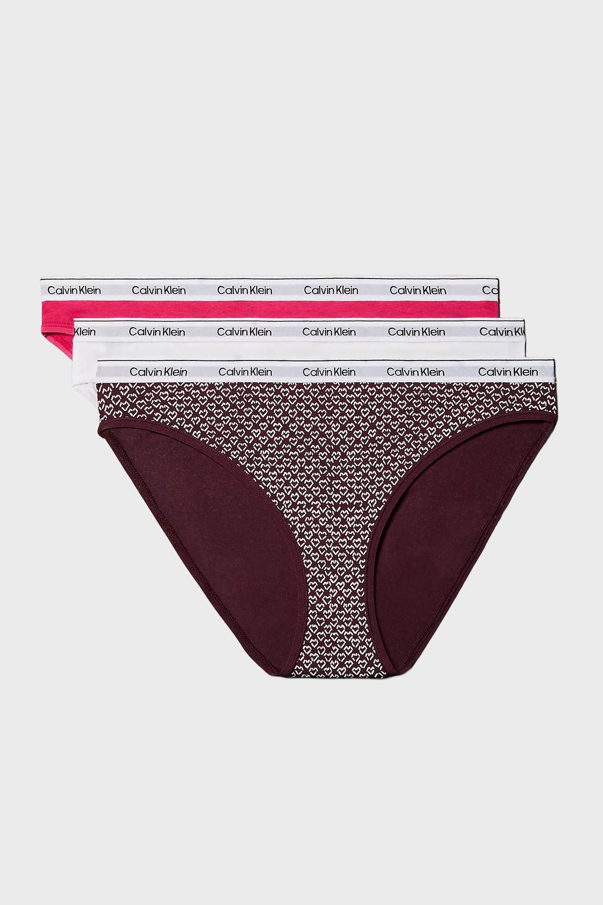 Calvin Klein Logolu Pamuklu Düşük Bel 3 Pack  000QD5207E320 Kadın Külot 000QD5207E 320 Fuşya-Kahve-Beyaz