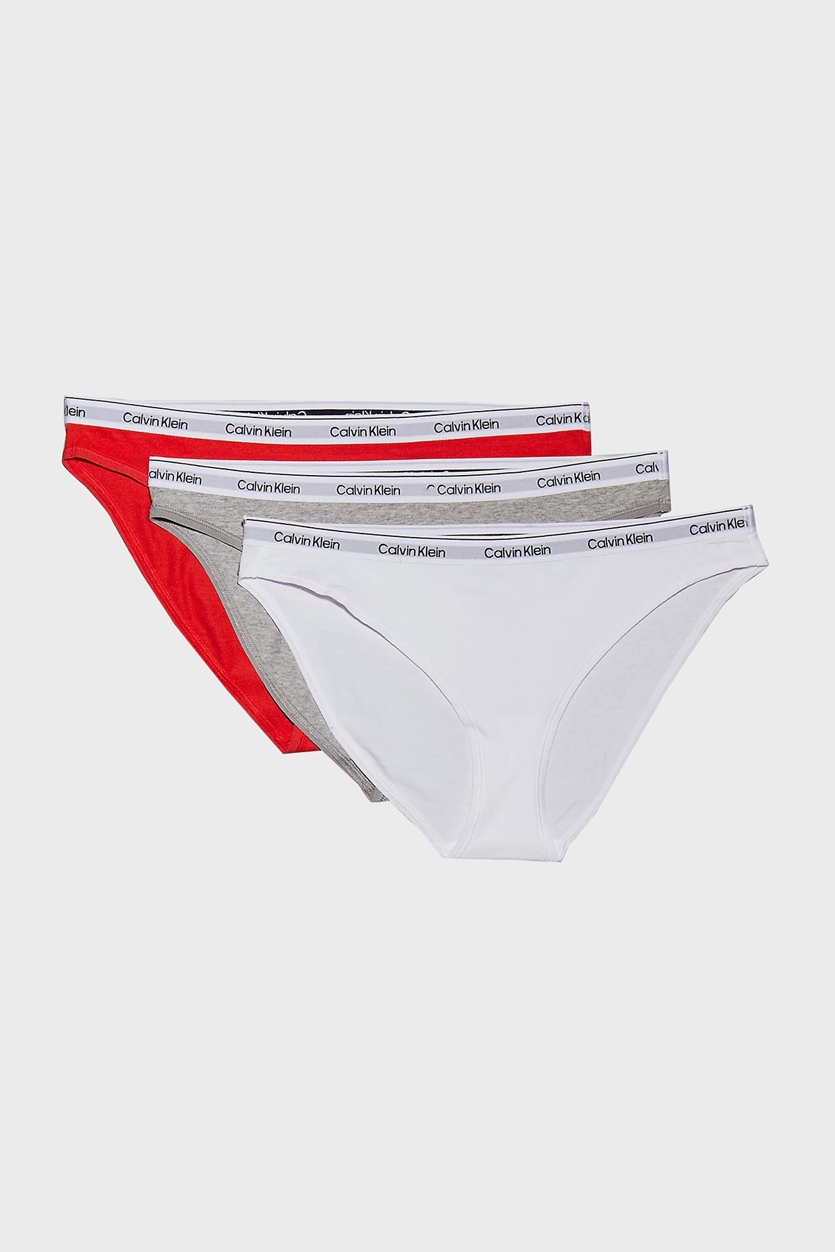 Calvin Klein Logolu Pamuklu Düşük Bel 3 Pack  000QD5207EW9F Kadın Külot 000QD5207E W9F Kırmızı-Beyaz-Gri