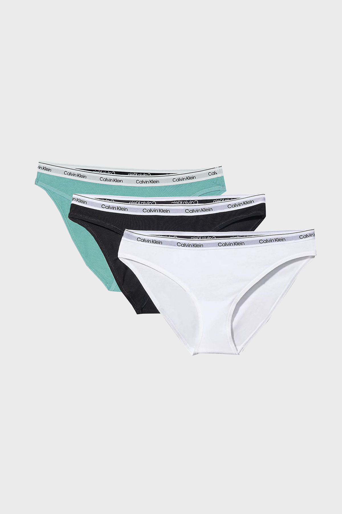 Calvin Klein Logolu Pamuklu Düşük Bel 3 Pack  000QD5207EWAC Kadın Külot 000QD5207E WAC Siyah-Beyaz-Açık Mavi
