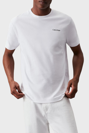 Calvin Klein Logolu Pamuklu Regular Fit Bisiklet Yaka K10K109894YAF Erkek T Shirt K10K109894 YAF BEYAZ - Calvin Klein