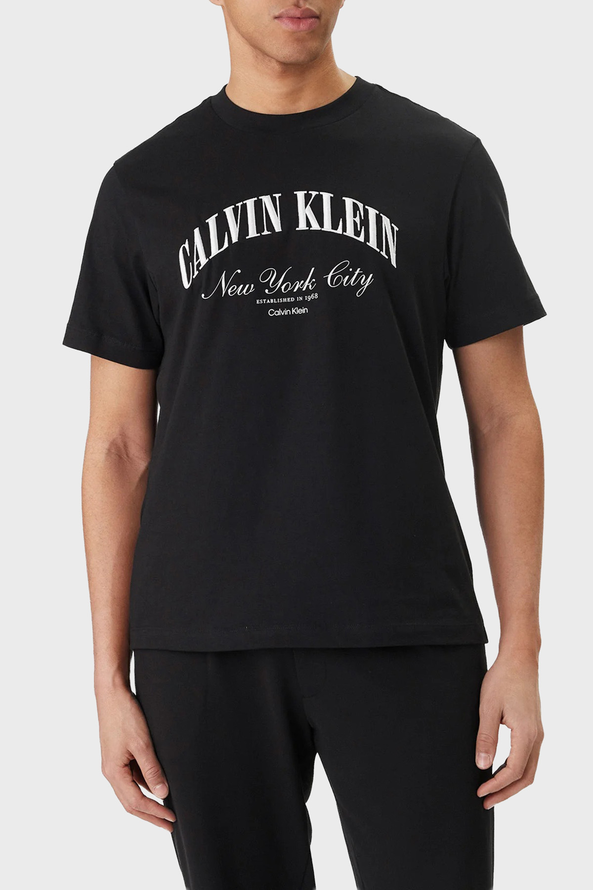 Calvin Klein Logolu Pamuklu Regular Fit Bisiklet Yaka  LV04RF820GUB1 Erkek T Shirt LV04RF820G UB1 SİYAH
