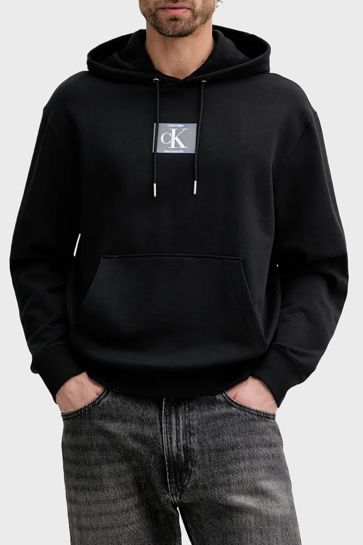 Calvin Klein Logolu Pamuklu Regular Fit Kapüşonlu  LV04RC286GUB1 Erkek Sweat LV04RC286G UB1 SİYAH