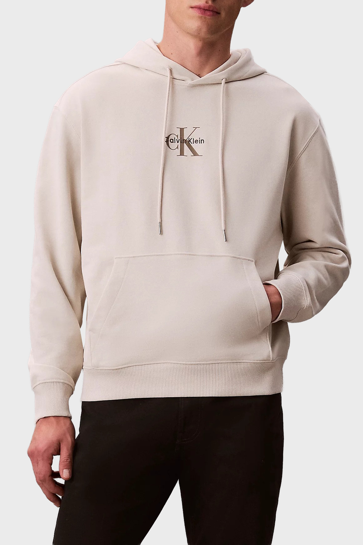 Calvin Klein Logolu Pamuklu Relaxed Fit Kapüşonlu  LV04RD243G67U Erkek Sweat LV04RD243G 67U BEYAZ