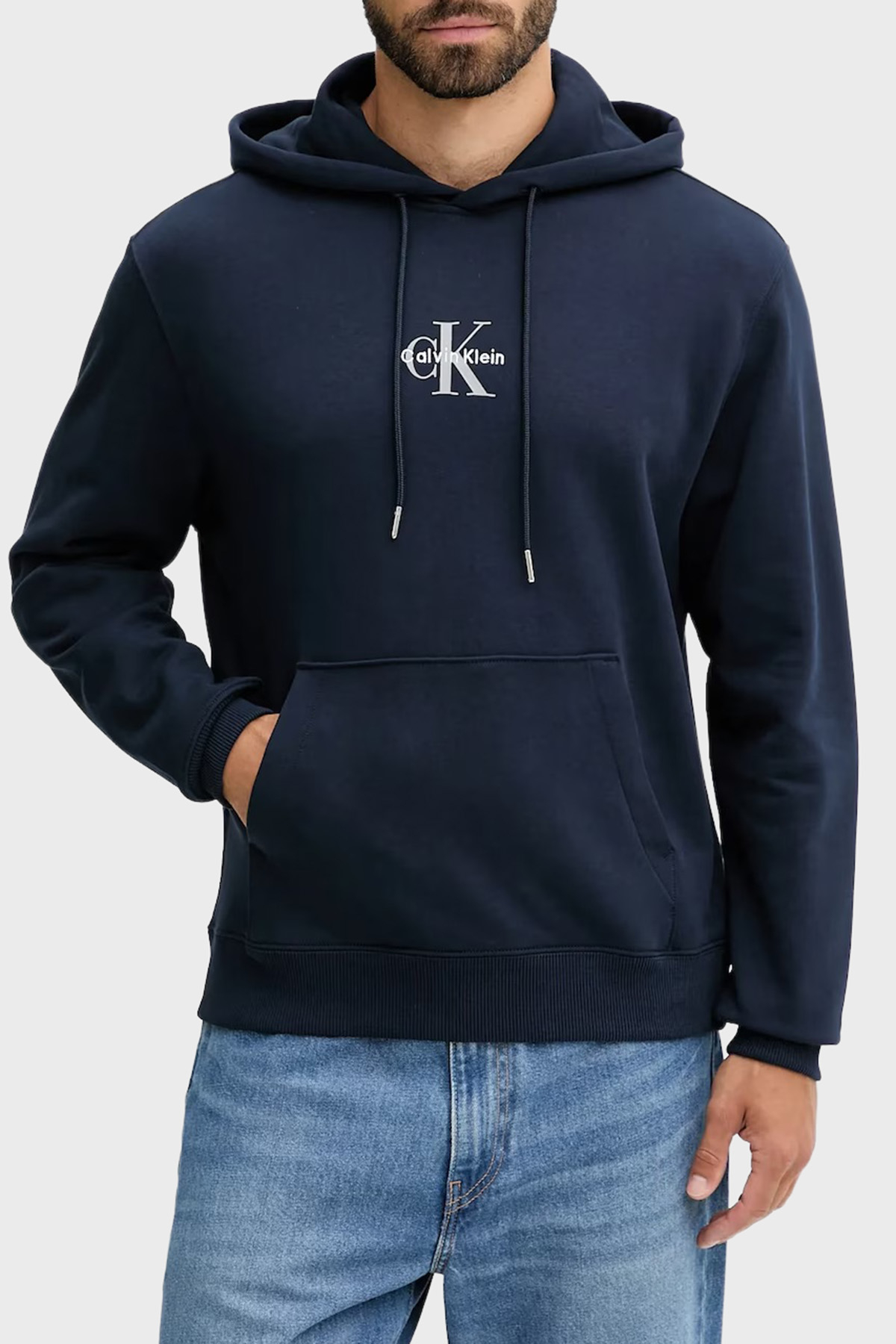 Calvin Klein Logolu Pamuklu Relaxed Fit Kapüşonlu  LV04RD243GCEF Erkek Sweat LV04RD243G CEF LACİVERT