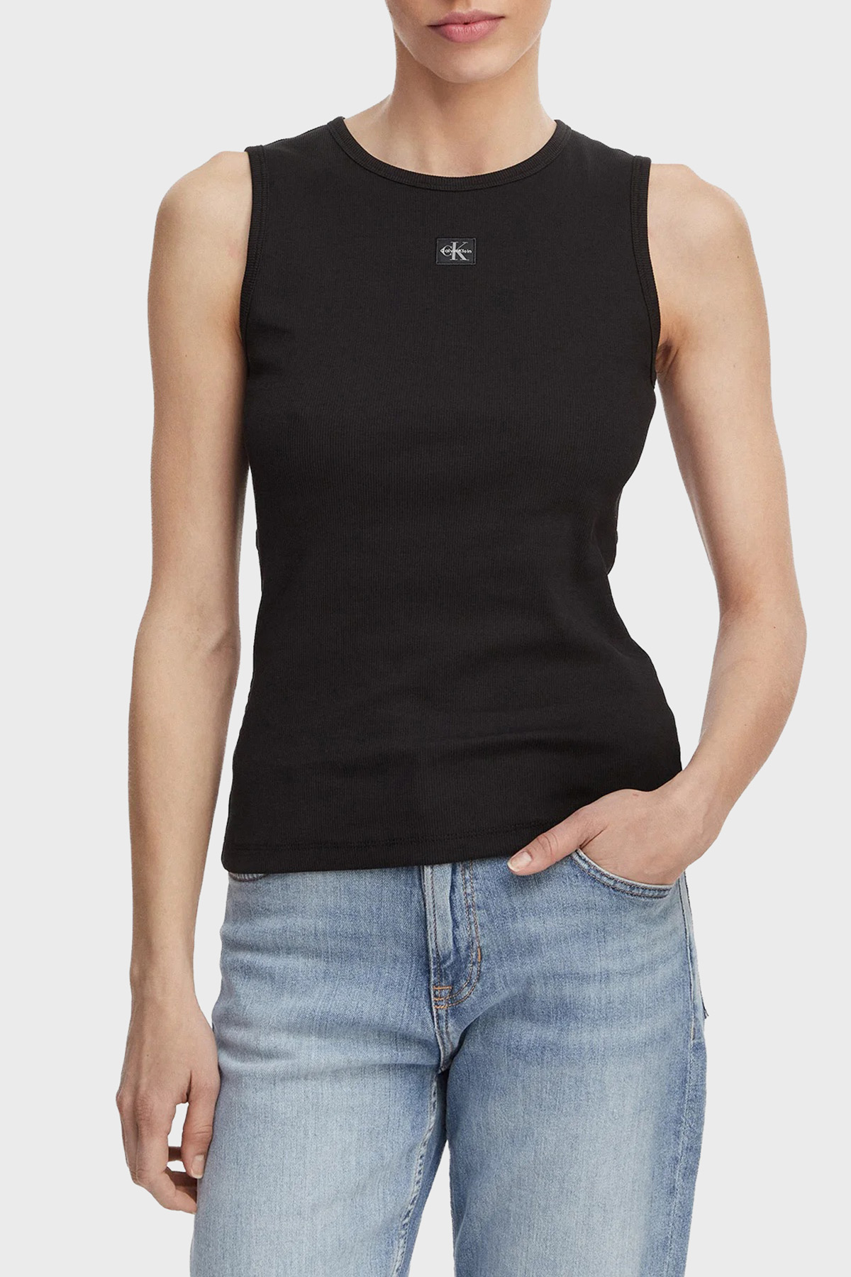 Calvin Klein Logolu Pamuklu Sırt Dekolteli  LV047F246GUB1 Kadın Top LV047F246G UB1 SİYAH