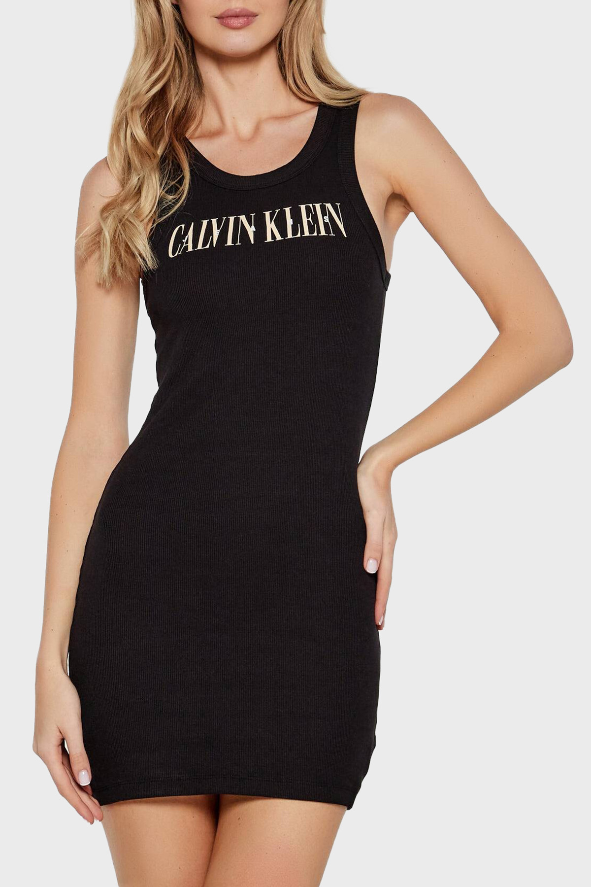 Calvin Klein Logolu Pamuklu Slim Fit Mini Boy  J20J225577BEH Kadın Elbise J20J225577 BEH SİYAH