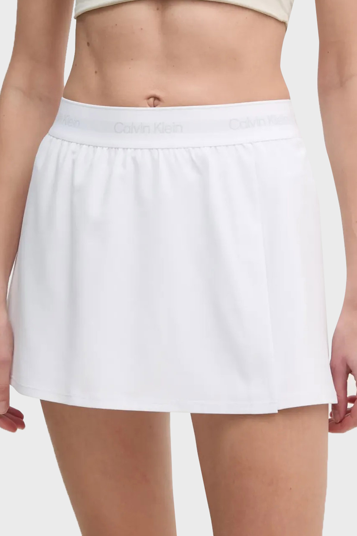 Calvin Klein Logolu Regular Fit Yüksek Bel Spor  00GWS4T901YAA Kadın Şort Etek 00GWS4T901 YAA BEYAZ