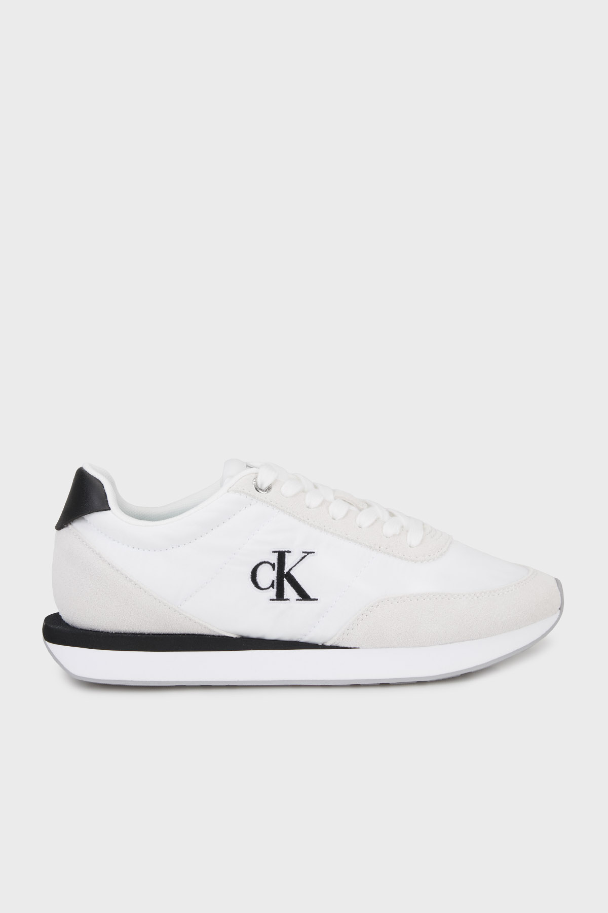 Calvin Klein Logolu Süet Detaylı Sneaker  YW0YW0199001W Kadın Ayakkabı YW0YW01990 01W BEYAZ