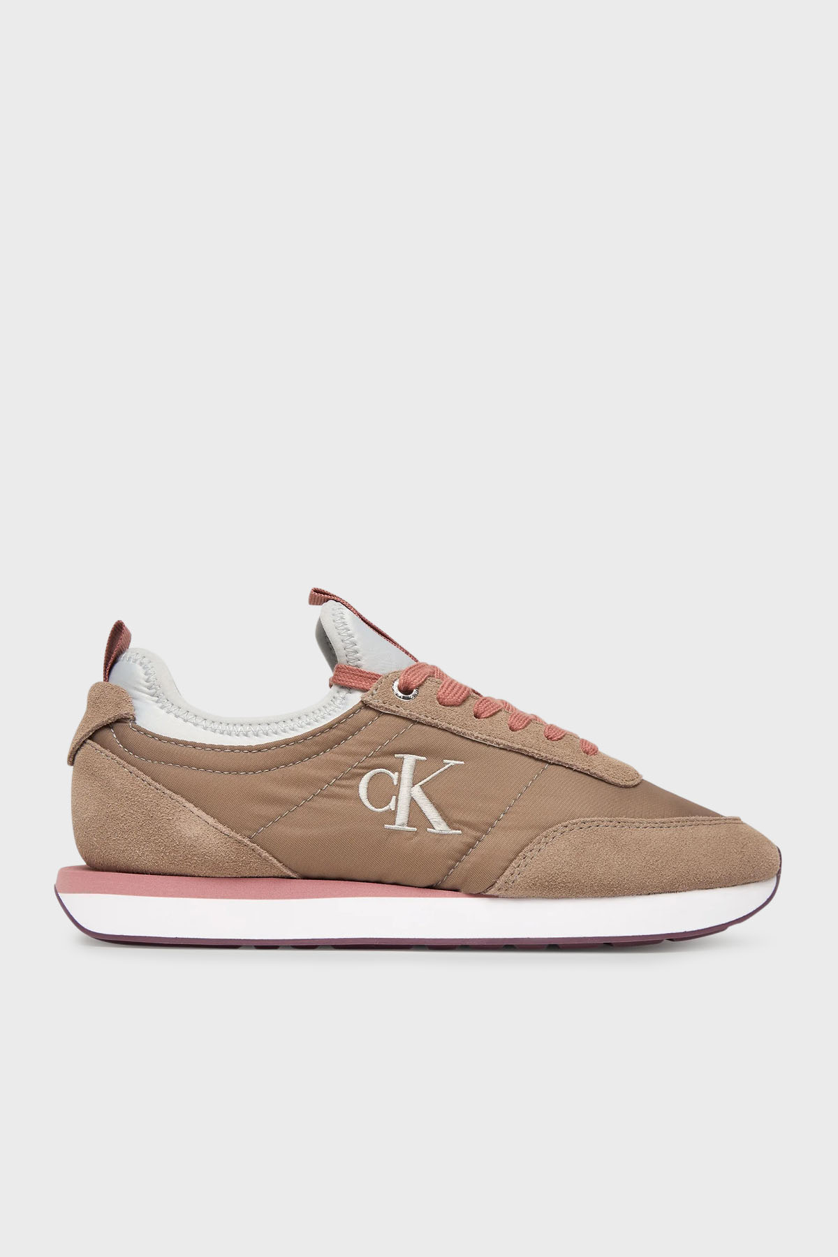 Calvin Klein Logolu Süet Detaylı Sneaker  YW0YW020600F9 Kadın Ayakkabı YW0YW02060 0F9 VİZON