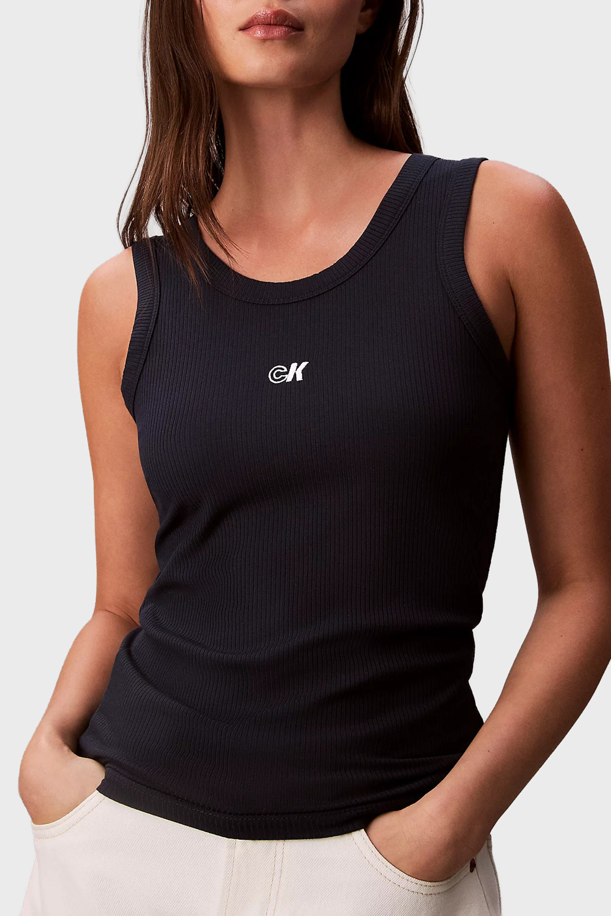 Calvin Klein Modal Slim Fit Bisiklet Yaka Fitilli  LV044C900GCEF Kadın Top LV044C900G CEF LACİVERT