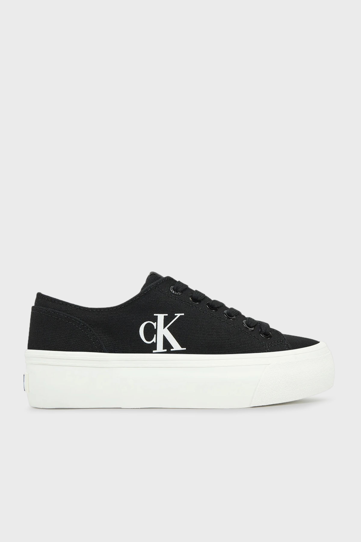 Calvin Klein Pamuk Karışımlı Kanvas  YW0YW017630GM Kadın Ayakkabı YW0YW01763 0GM SİYAH-BEYAZ