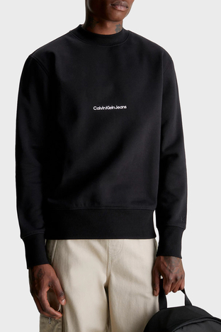 Calvin Klein Pamuklu Bisiklet Yaka Relaxed Fit J30J324116BEH Erkek Sweat J30J324116 BEH SİYAH - Calvin Klein