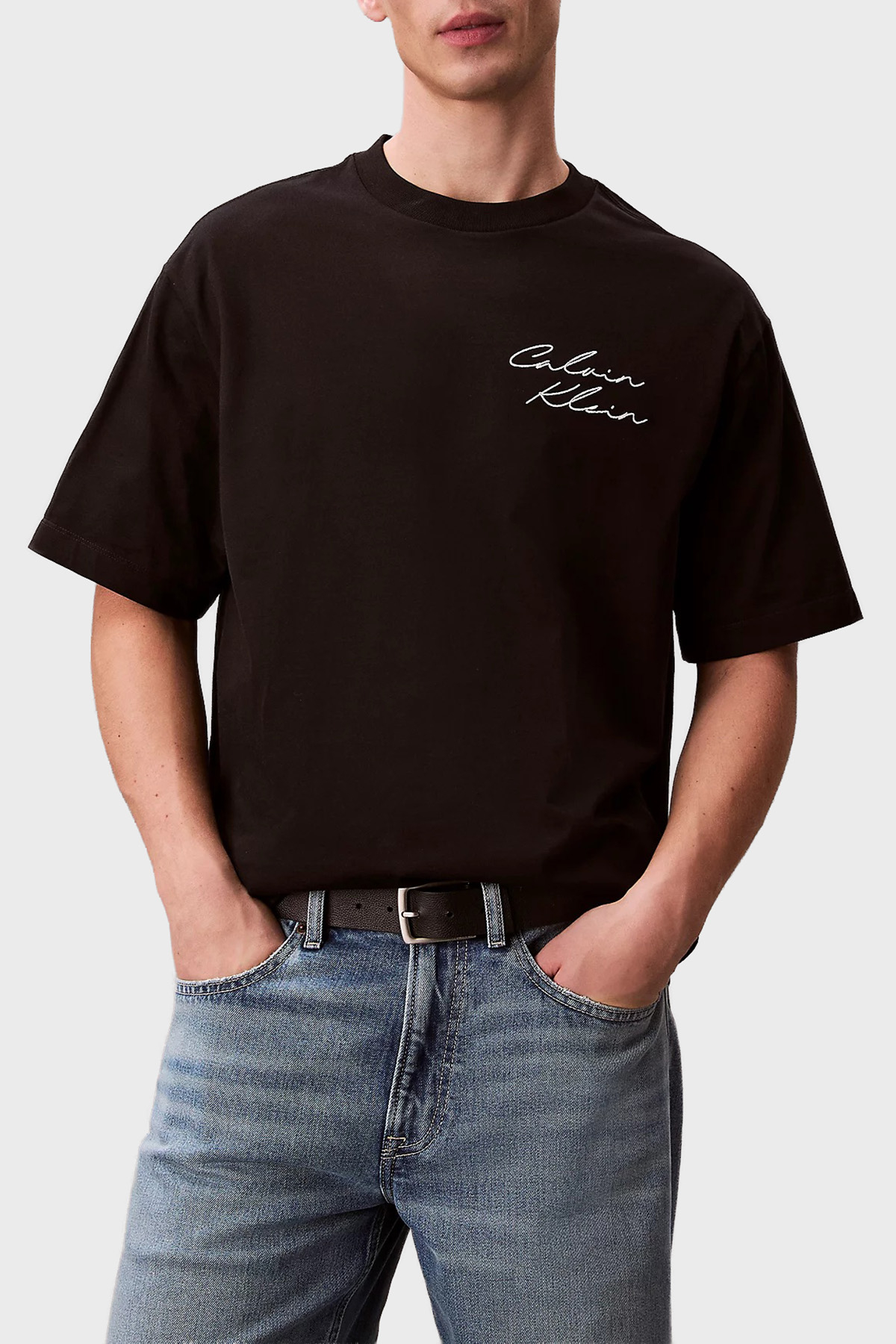 Calvin Klein Pamuklu Grafik Baskılı Regular Fit  LV04RE828GUB1 Erkek T Shirt LV04RE828G UB1 SİYAH