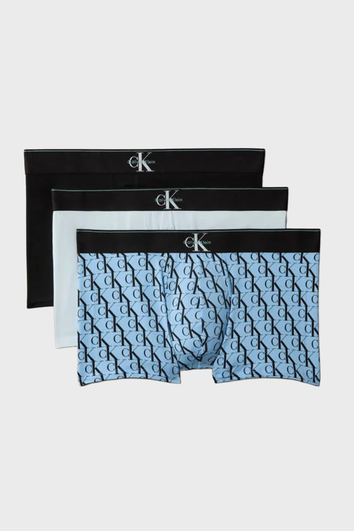 Calvin Klein Pamuklu Logolu 3 Pack  LV00NB447253Q Erkek Boxer LV00NB4472 53Q Siyah-Beyaz-Mavi