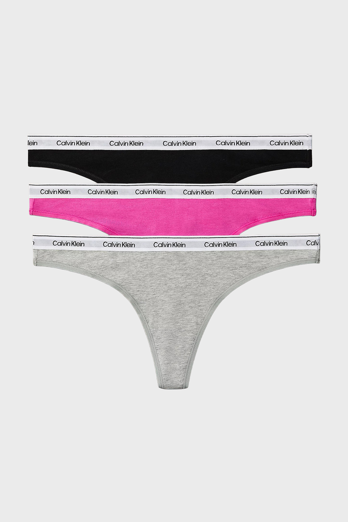 Calvin Klein Pamuklu Logolu 3 Pack  LV00QD5209FQN Kadın Külot LV00QD5209 FQN Siyah-Gri-Pembe