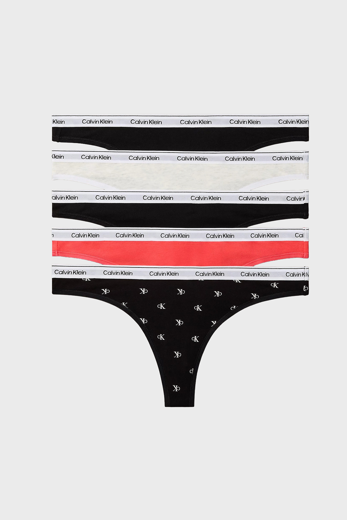 Calvin Klein Pamuklu Logolu 5 Pack  LV00QD52213IX Kadın Külot LV00QD5221 3IX Siyah-Pembe-Beyaz