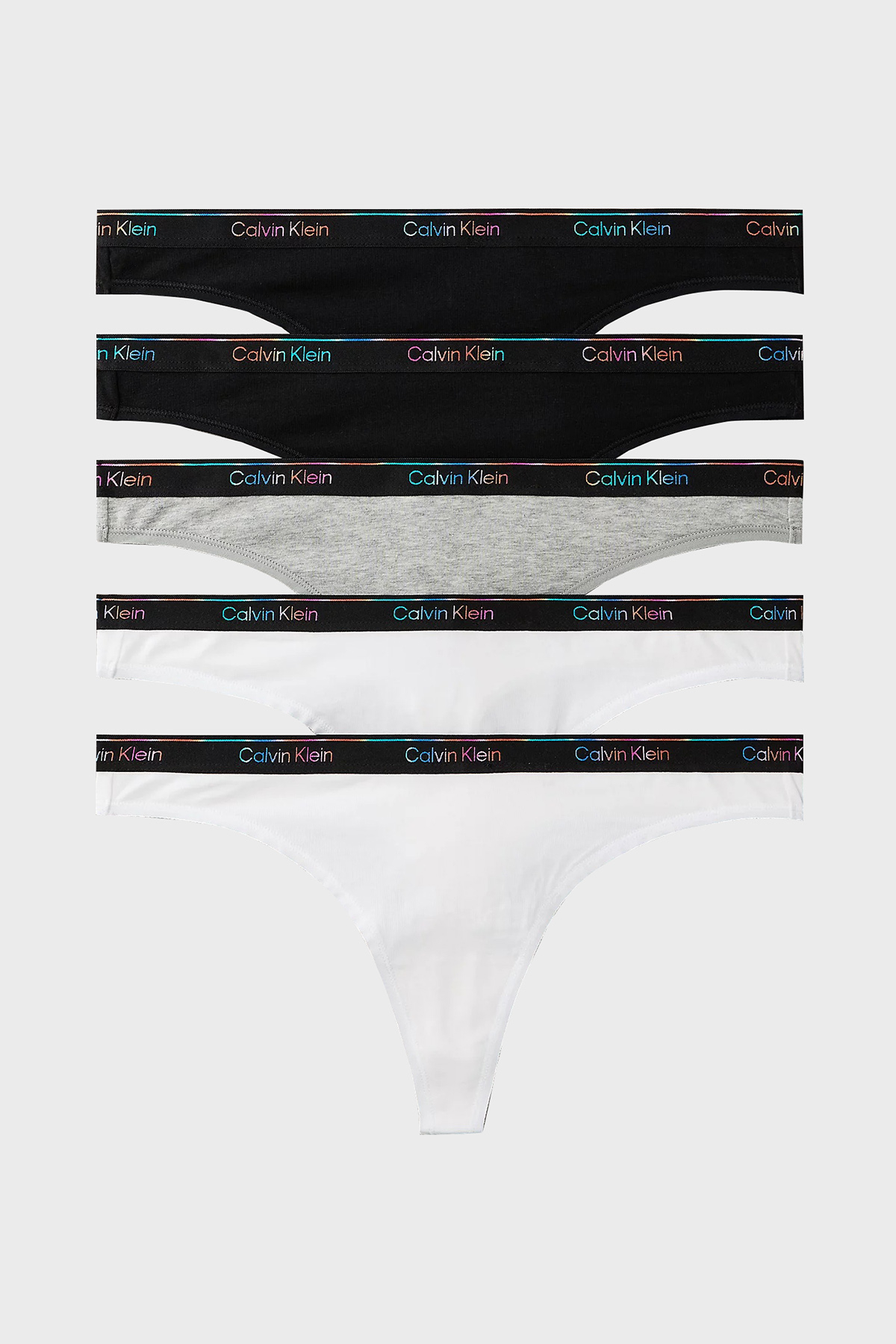 Calvin Klein Pamuklu Logolu 5 Pack  LV00QD5322WBT Kadın Külot LV00QD5322 WBT SİYAH-BEYAZ-GRİ