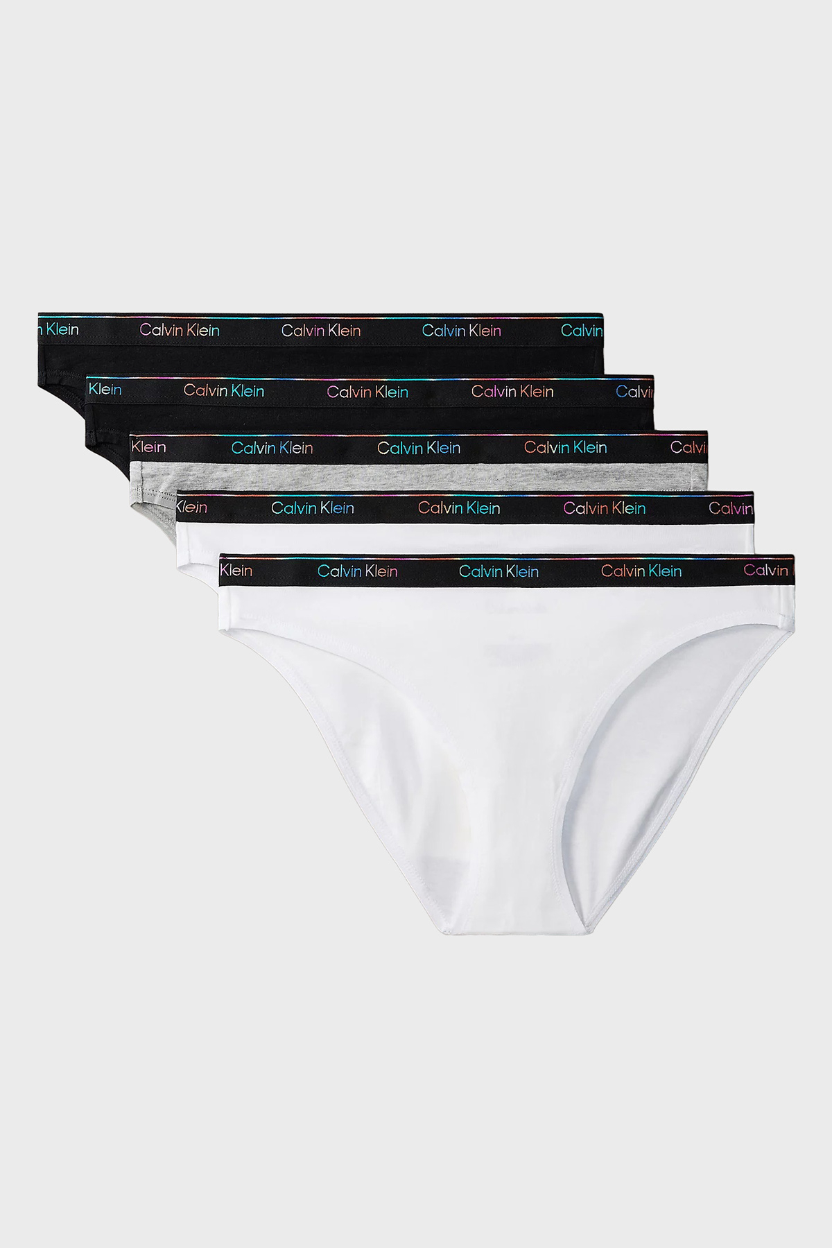 Calvin Klein Pamuklu Logolu 5 Pack  LV00QD5323WBT Kadın Külot LV00QD5323 WBT SİYAH-BEYAZ-GRİ