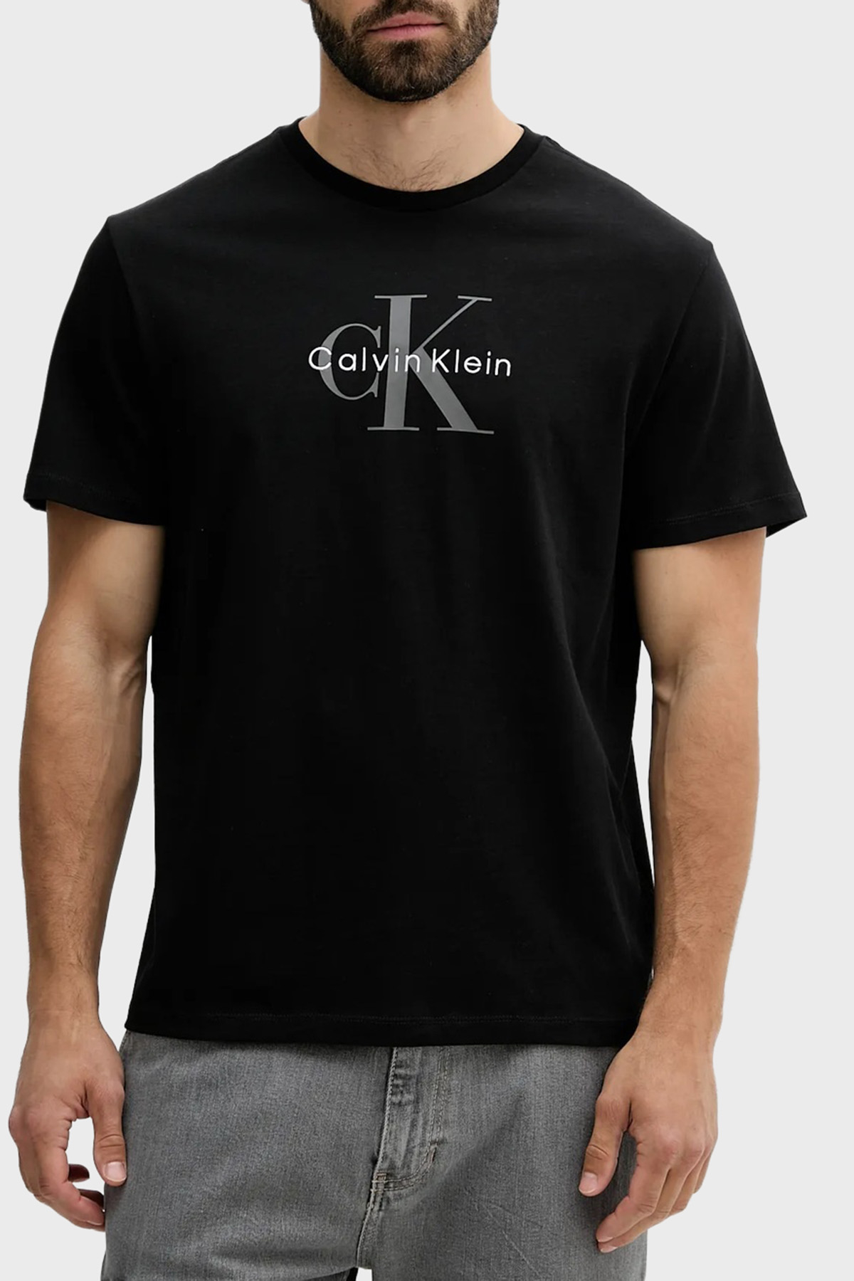 Calvin Klein Pamuklu Loose Fit Bisiklet Yaka Logolu  LV04RB862GUB1 Erkek T Shirt LV04RB862G UB1 SİYAH