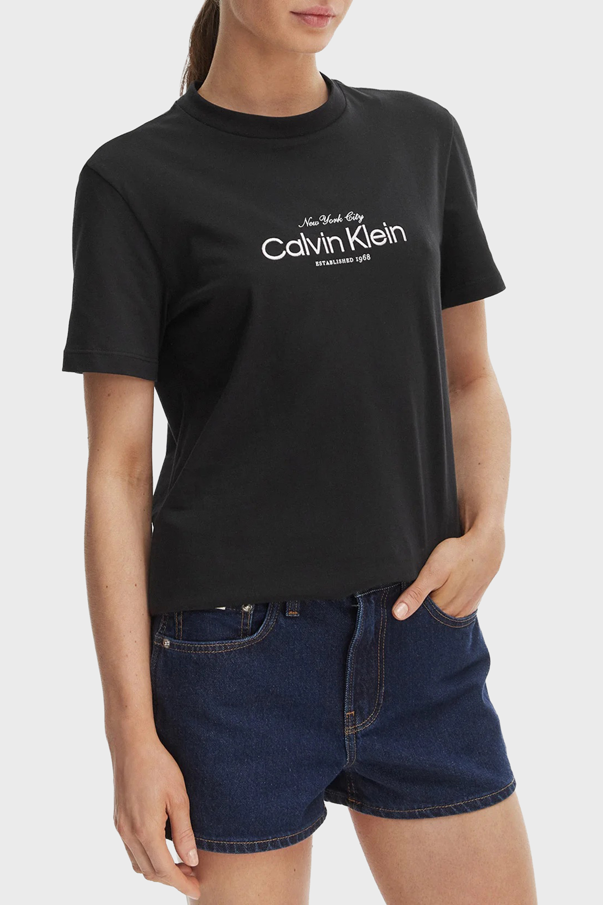 Calvin Klein Pamuklu Regular Fit Bisiklet Yaka Kadın T Shirt LV047F810G UB1 SİYAH