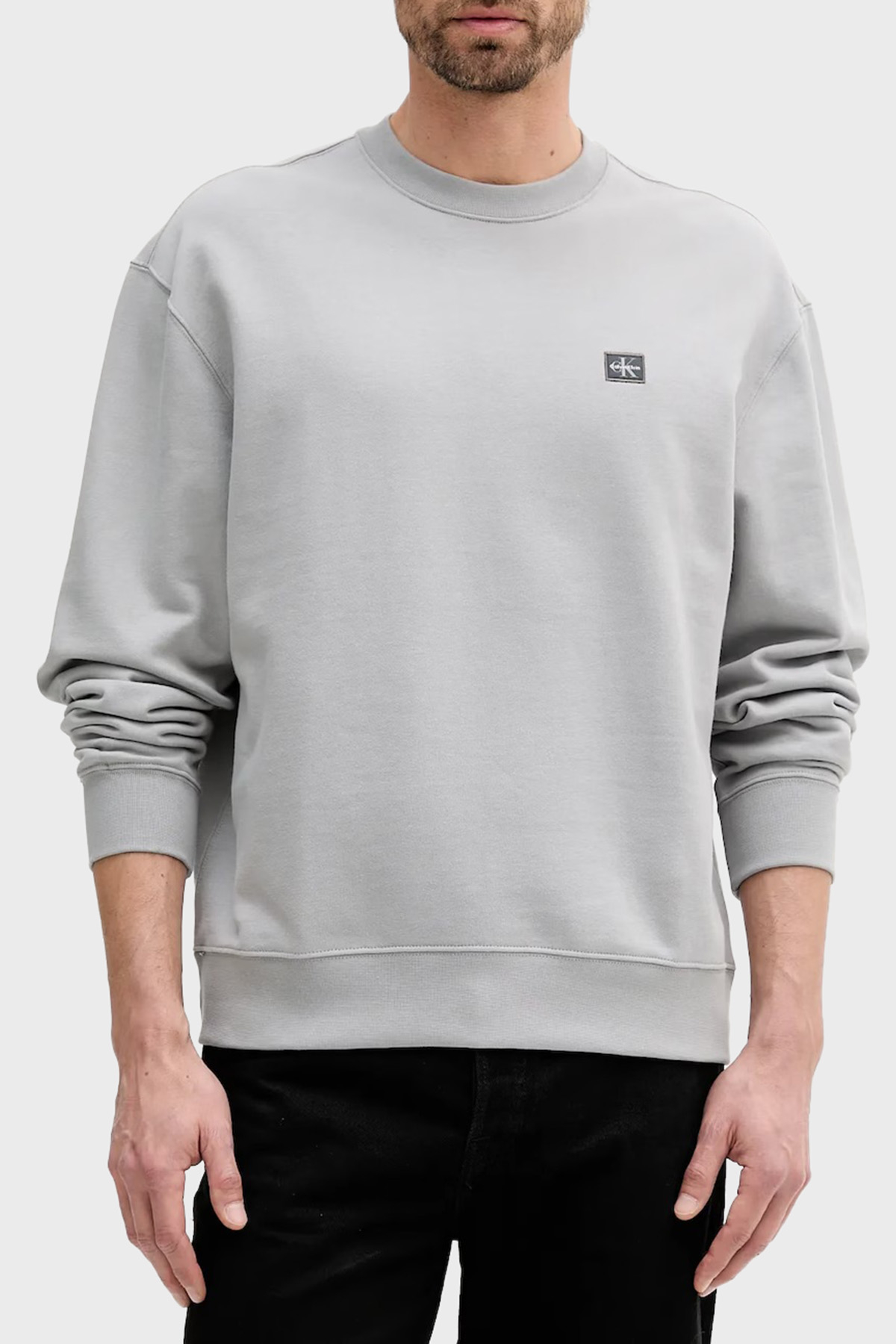 Calvin Klein Pamuklu Regular Fit Bisiklet Yaka Logolu  LV04RC273GRO2 Erkek Sweat LV04RC273G RO2 GRİ