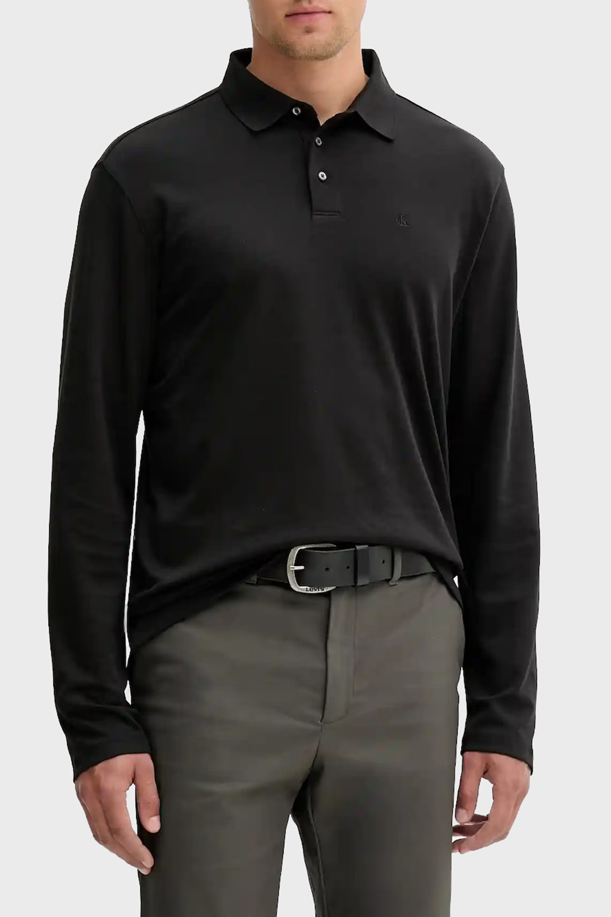 Calvin Klein Pamuklu Regular Fit Düğmeli  LV040EM909UB1 Erkek Polo Yaka Sweat LV040EM909 UB1 SİYAH